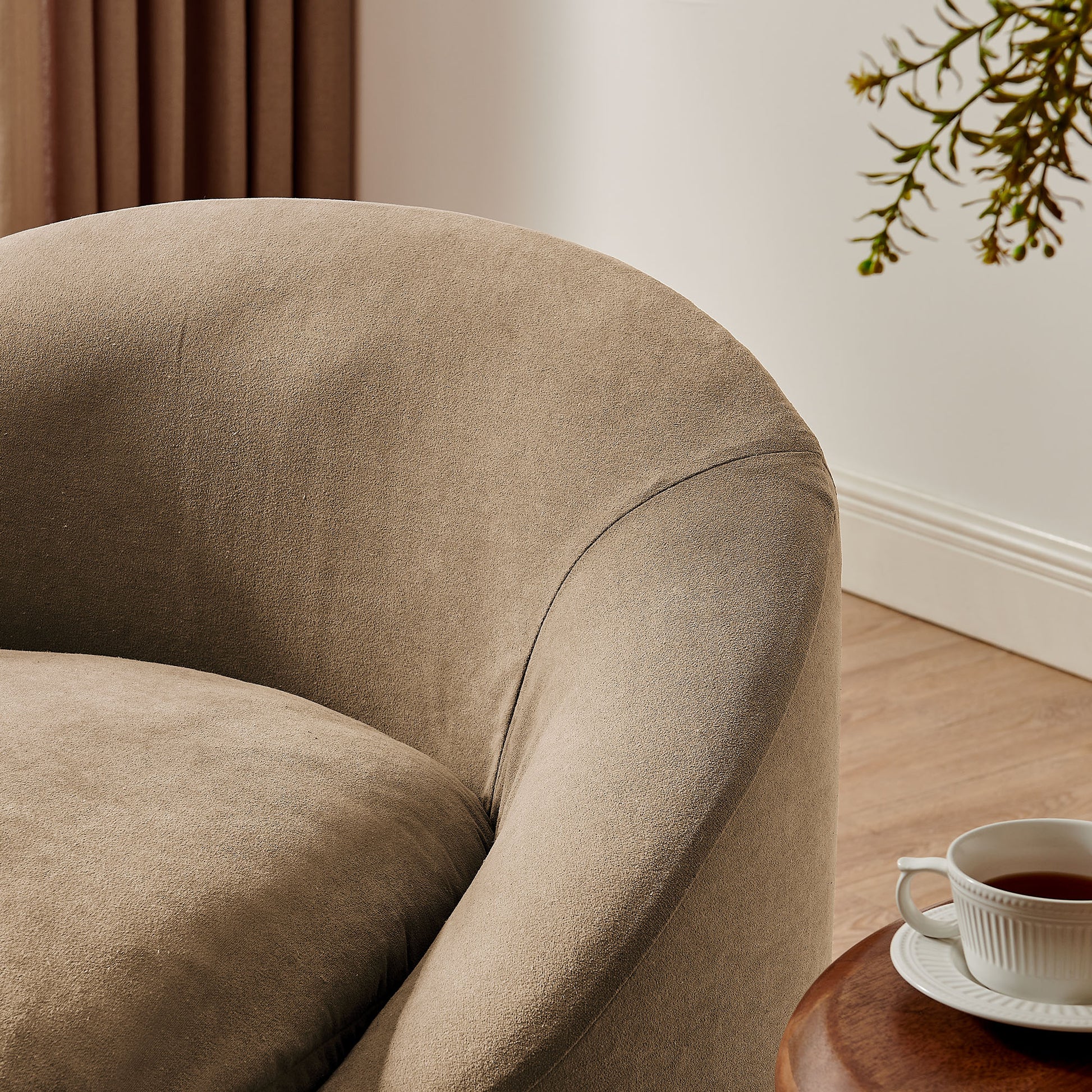 Sadie Slipcovered Linen-Blend Round Accent Chair by Modway