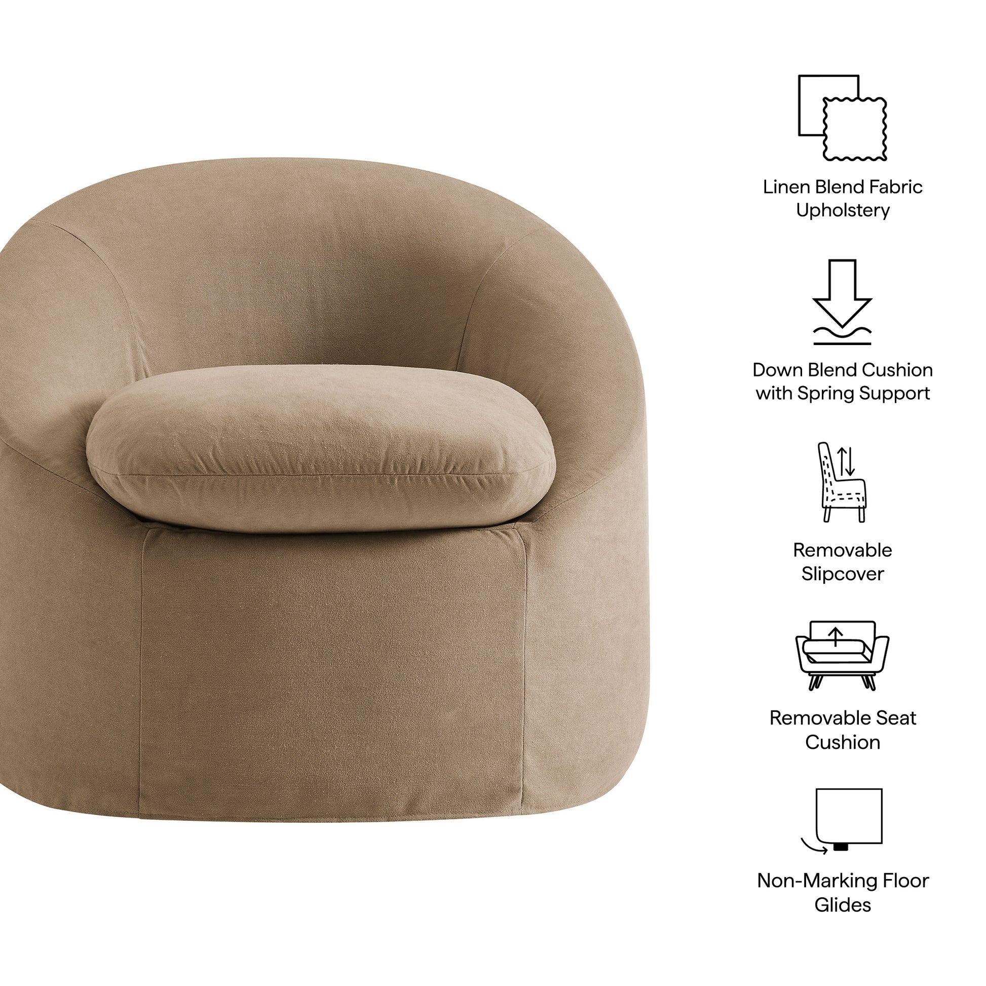 Sadie Slipcovered Linen-Blend Round Accent Chair by Modway