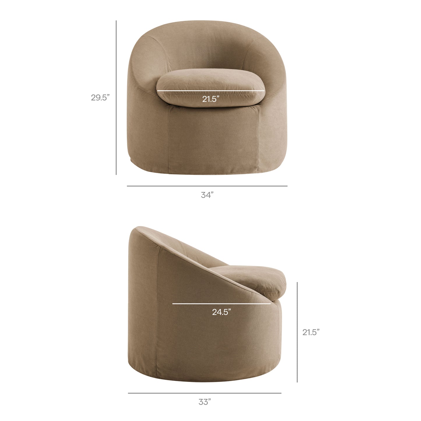 Sadie Slipcovered Linen-Blend Round Accent Chair by Modway