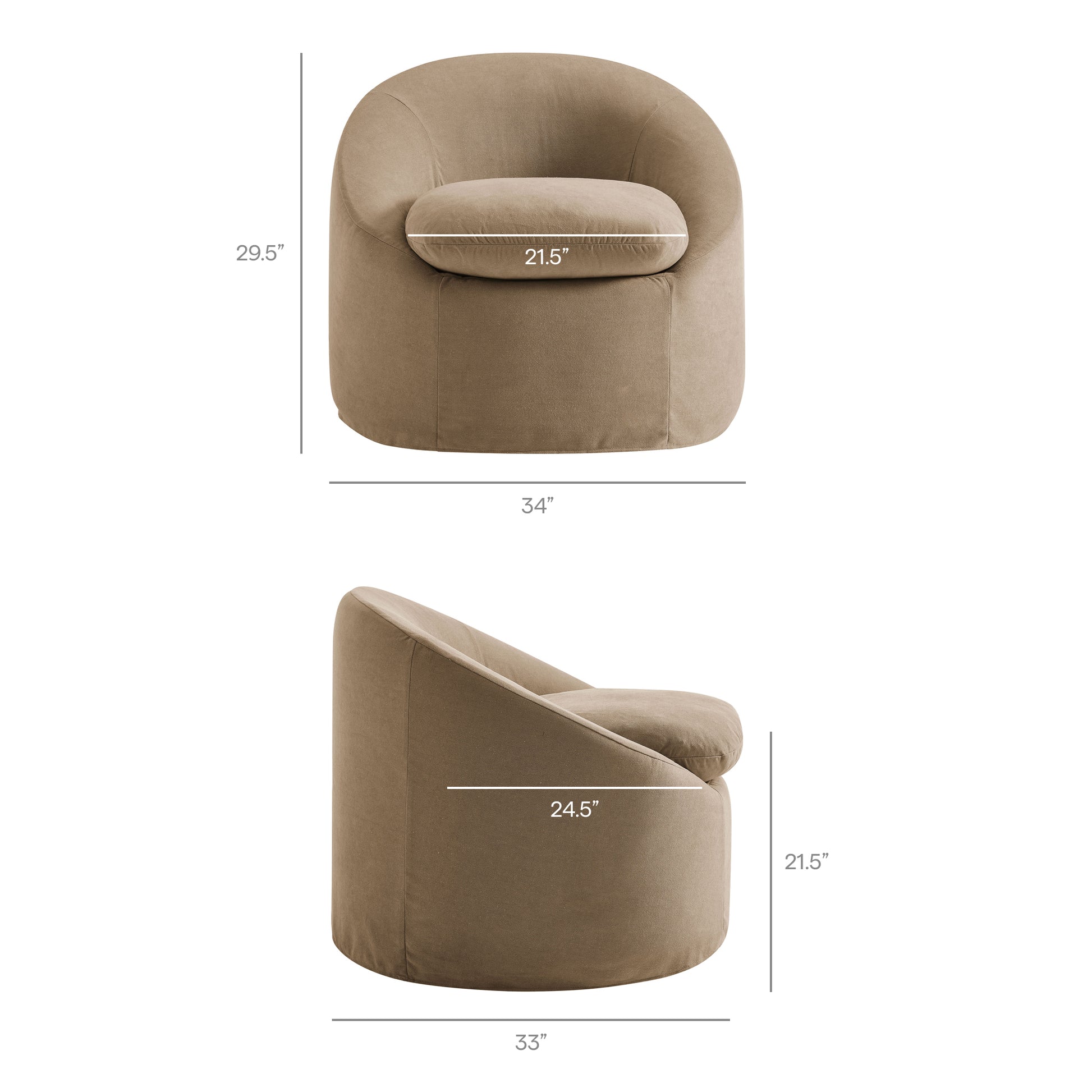 Sadie Slipcovered Linen-Blend Round Accent Chair by Modway