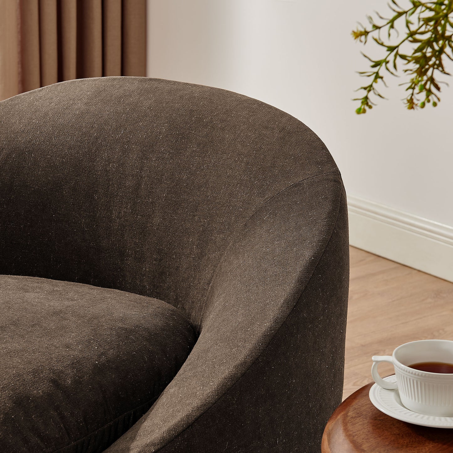 Sadie Slipcovered Linen-Blend Round Accent Chair by Modway