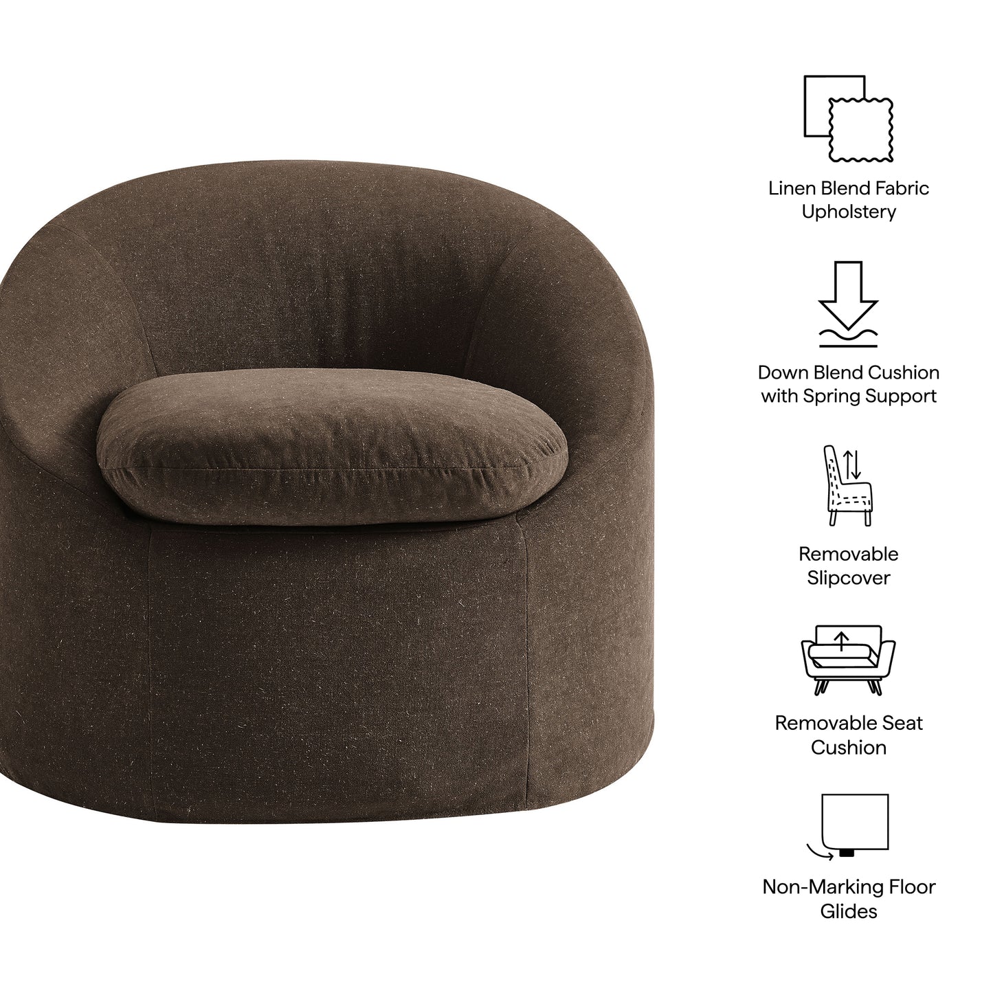 Sadie Slipcovered Linen-Blend Round Accent Chair by Modway