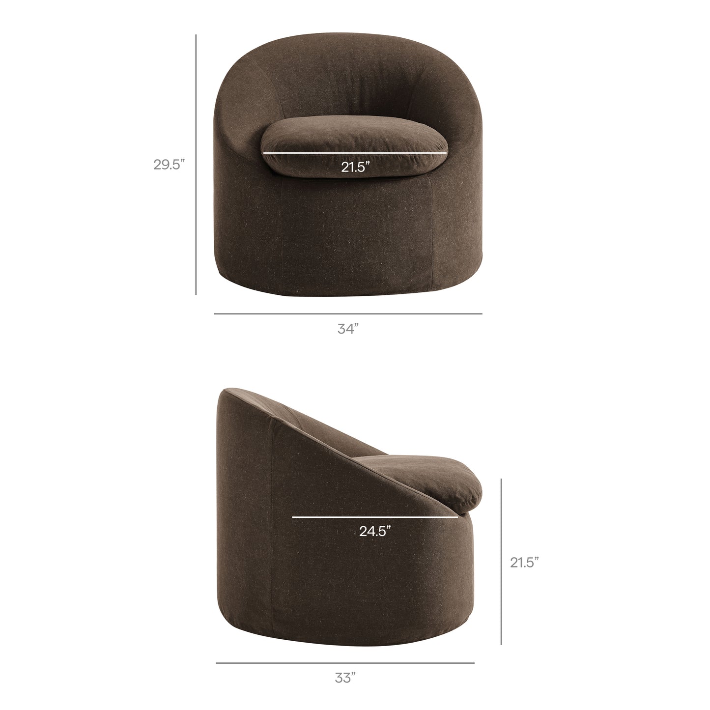 Sadie Slipcovered Linen-Blend Round Accent Chair by Modway