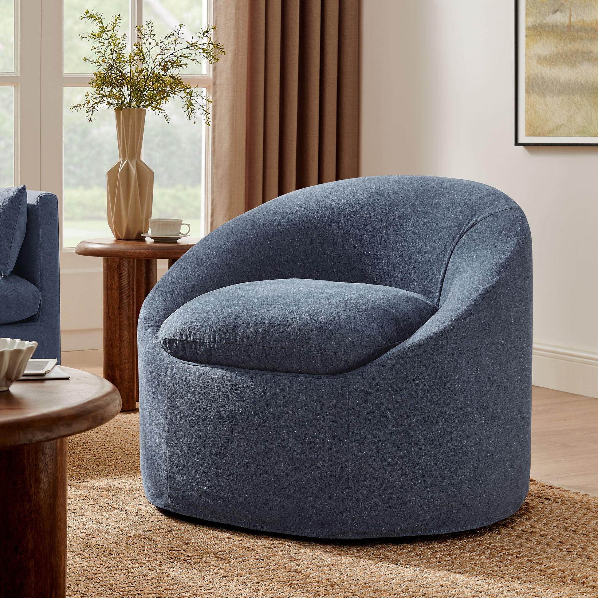 Sadie Slipcovered Linen-Blend Round Accent Chair by Modway