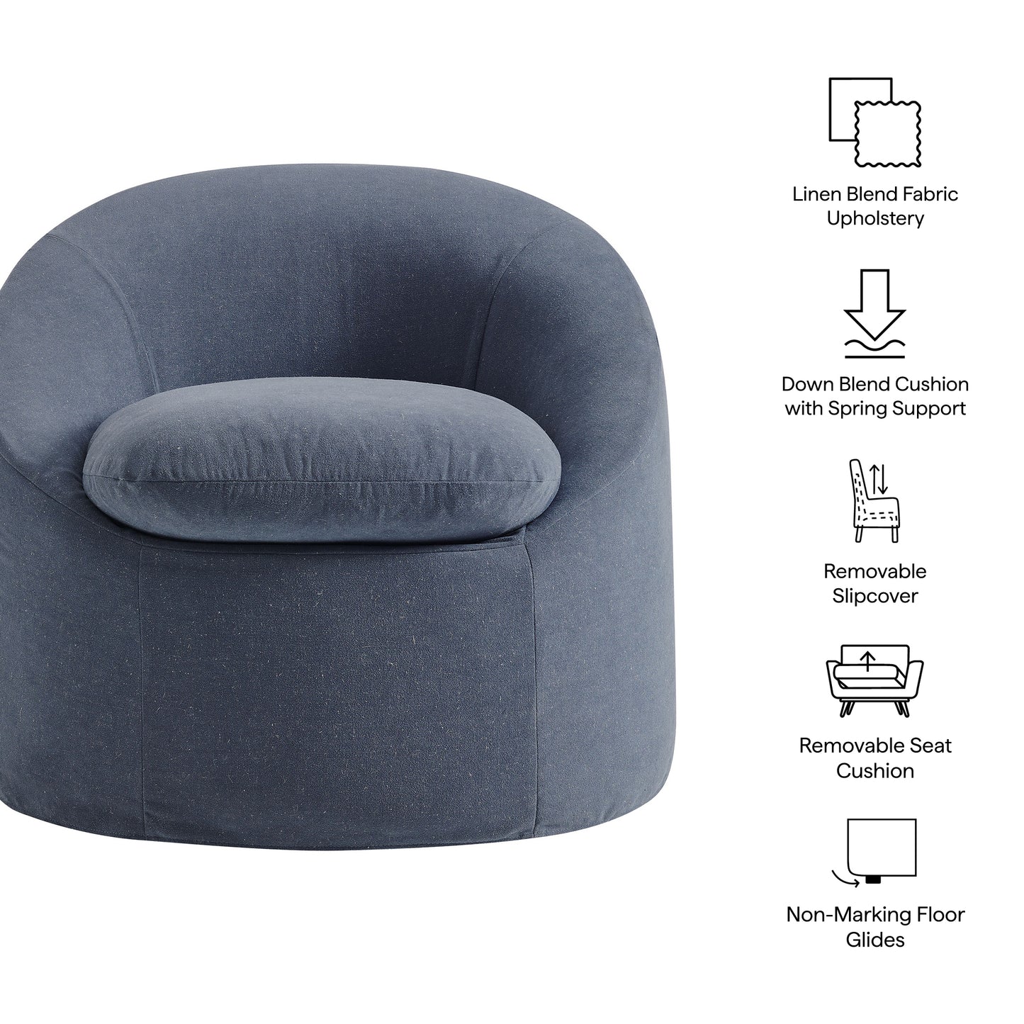Sadie Slipcovered Linen-Blend Round Accent Chair by Modway