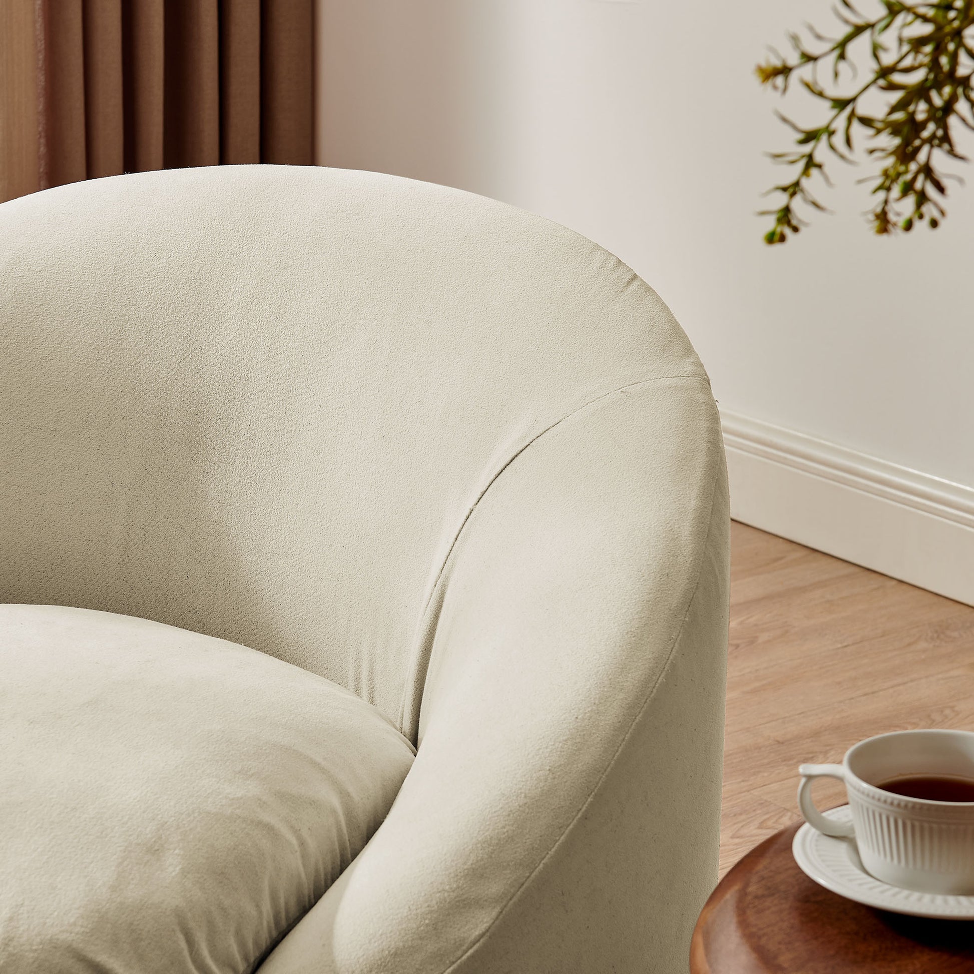 Sadie Slipcovered Linen-Blend Round Accent Chair by Modway