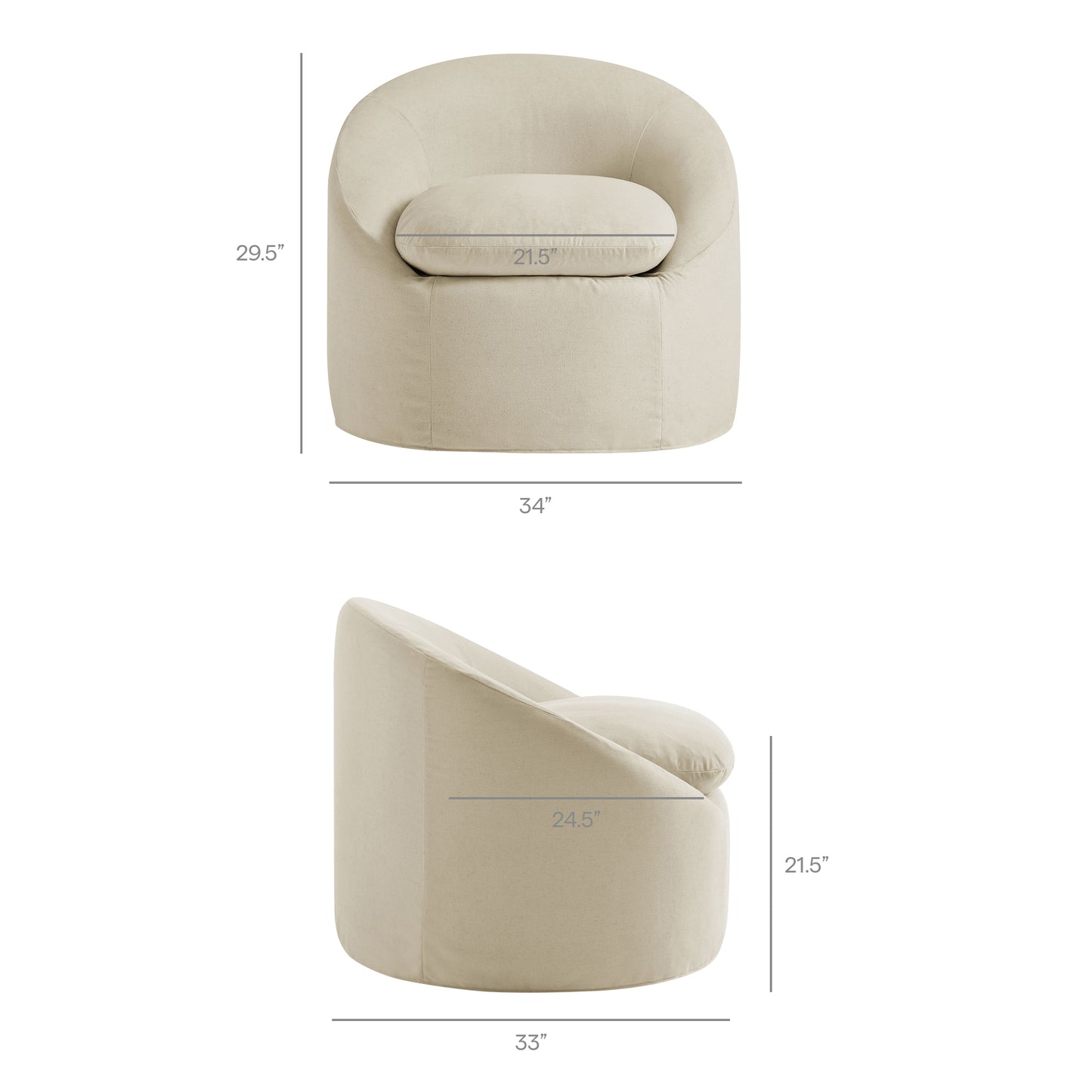 Sadie Slipcovered Linen-Blend Round Accent Chair by Modway