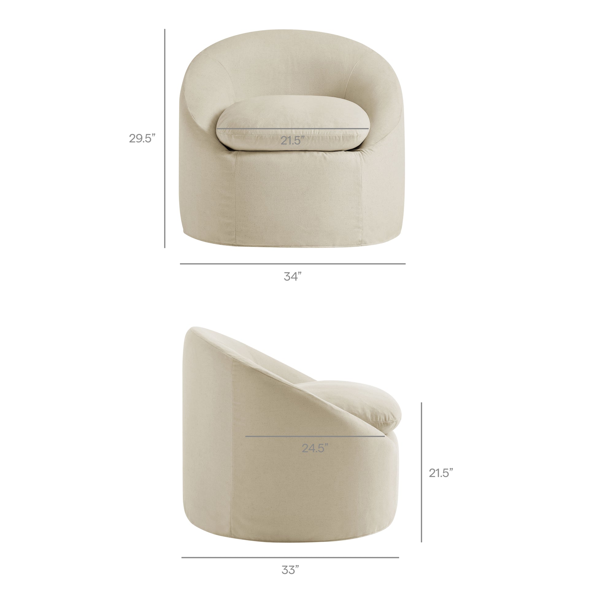 Sadie Slipcovered Linen-Blend Round Accent Chair by Modway