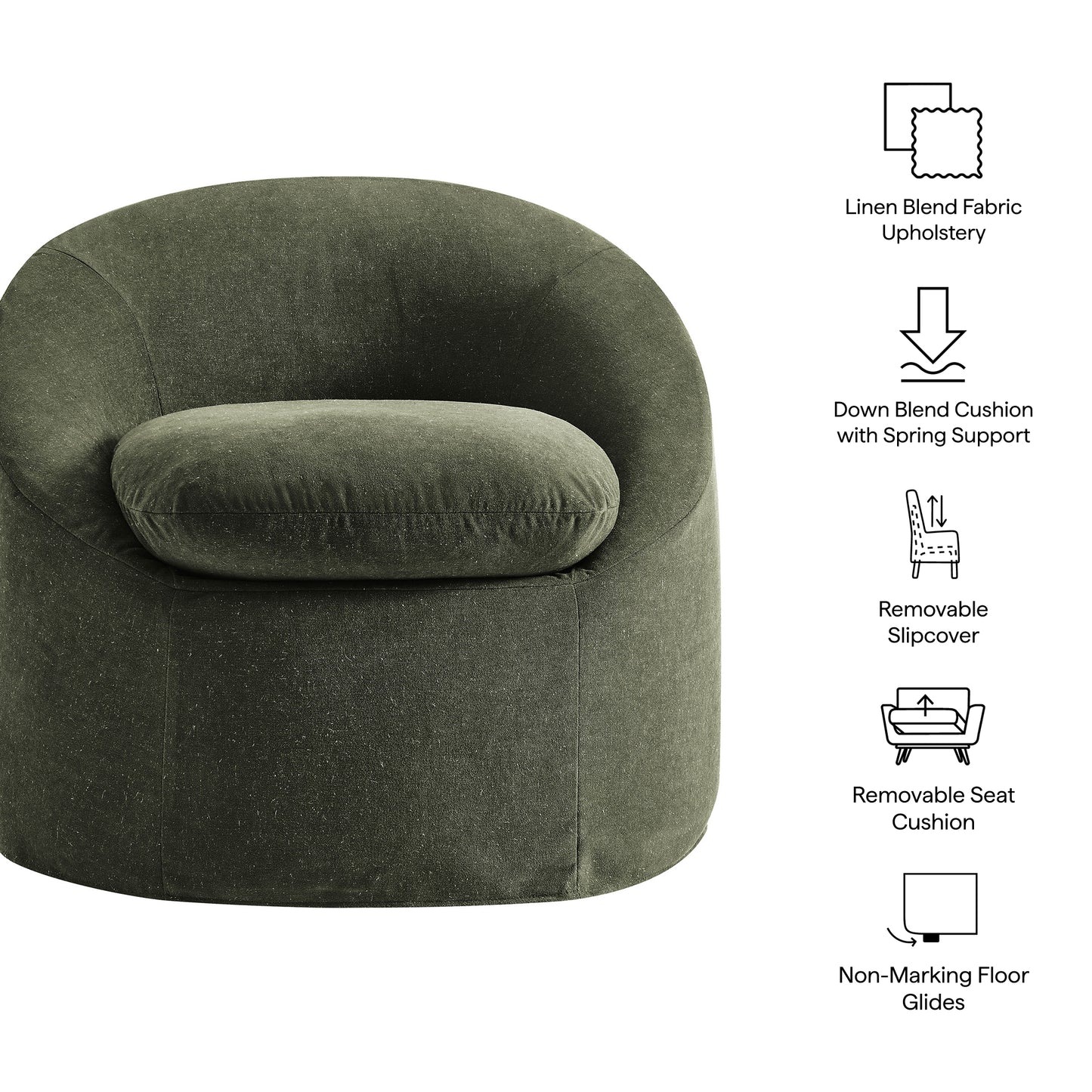 Sadie Slipcovered Linen-Blend Round Accent Chair by Modway
