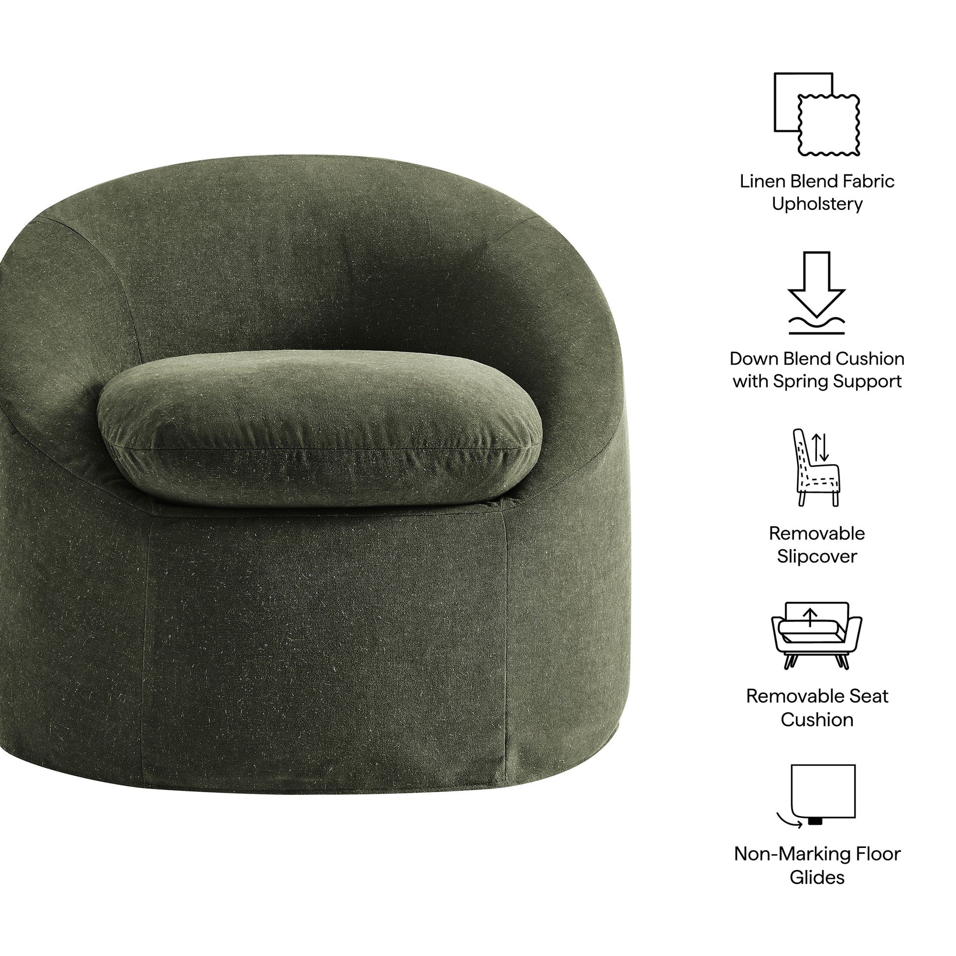 Sadie Slipcovered Linen-Blend Round Accent Chair by Modway