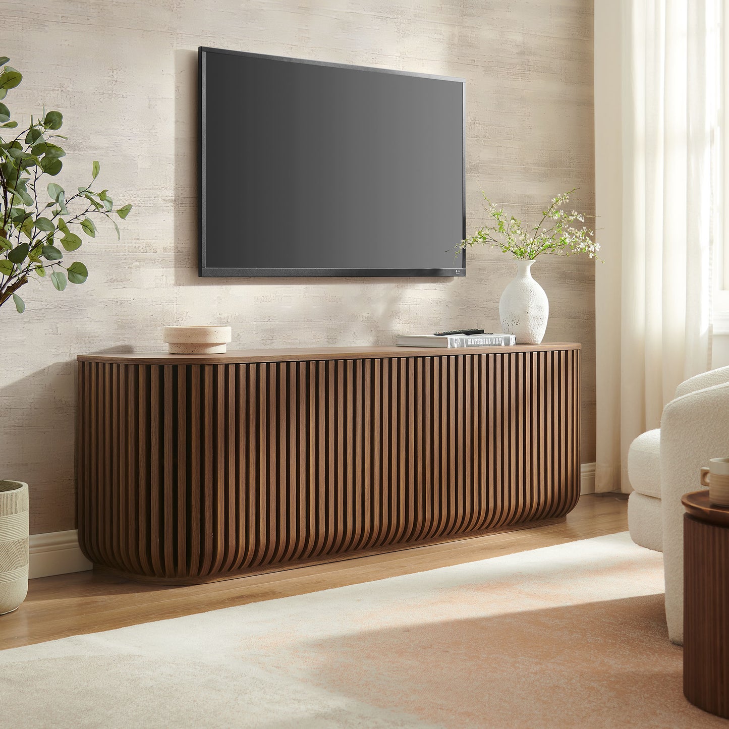 Fortitude 75" Curved Sideboard Storage Cabinet by Modway EEI-7359-WAL