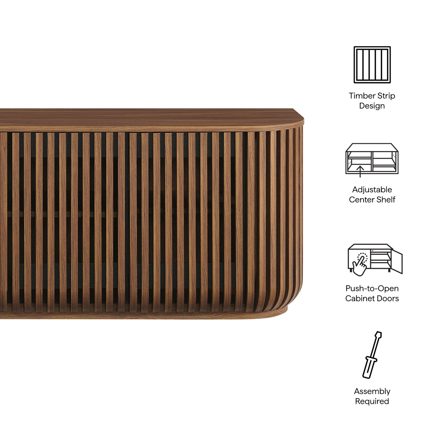 Fortitude 75" Curved Sideboard Storage Cabinet by Modway EEI-7359-WAL