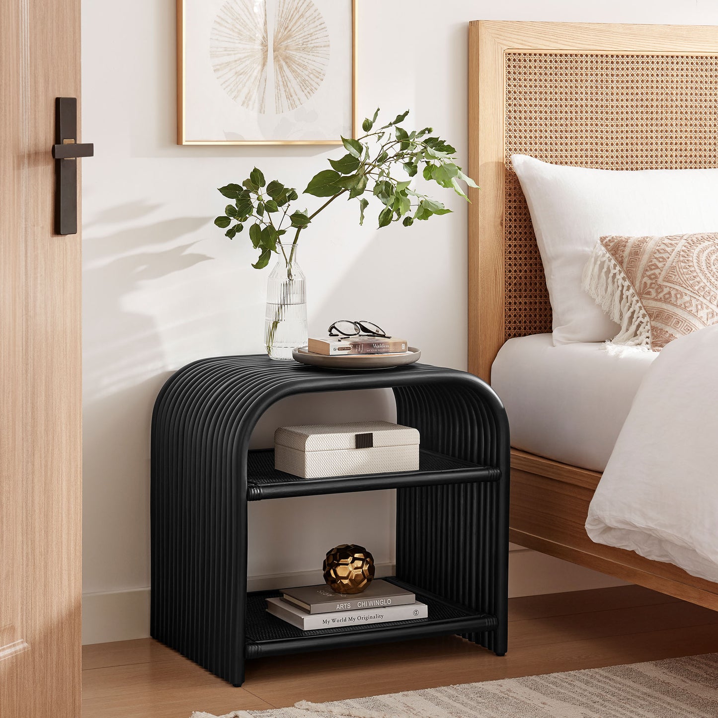 Eve Curved Rattan Side Table by Modway EEI-7361 - Stylish Accent Table for Living Spaces