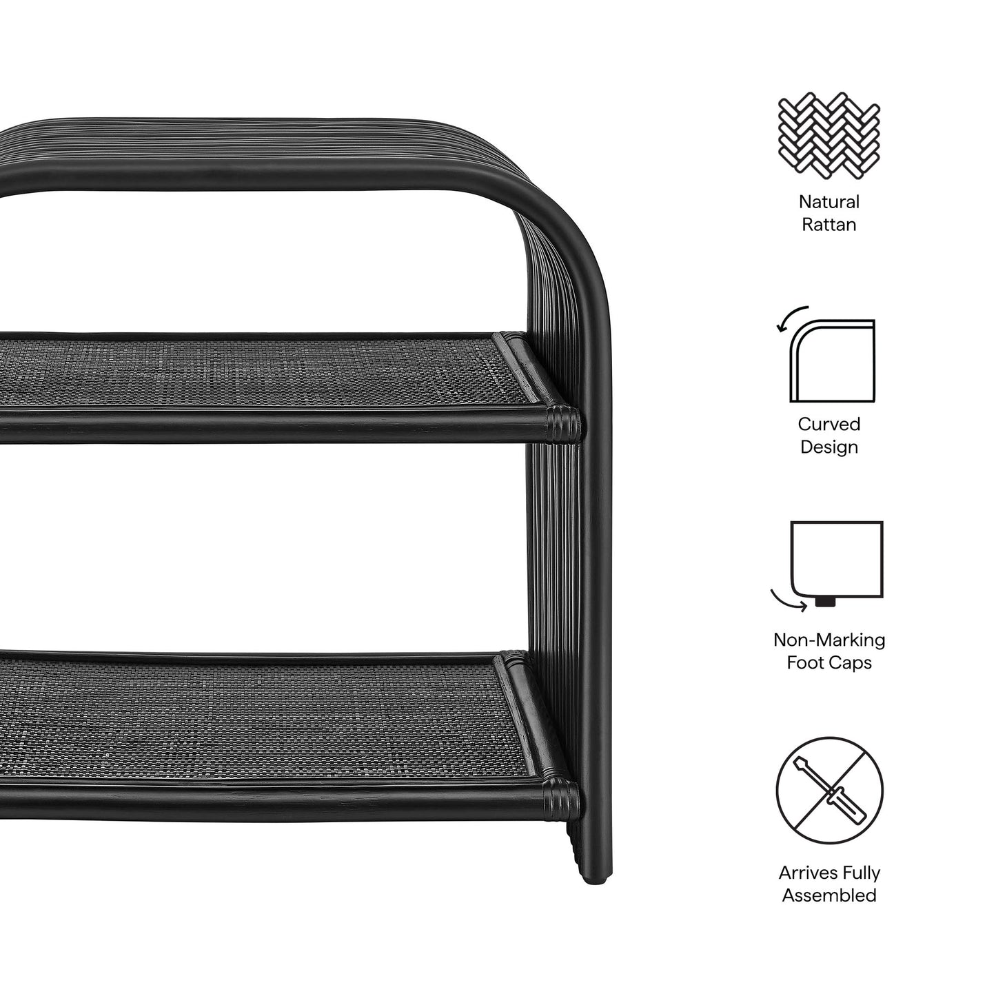 Eve Curved Rattan Side Table by Modway EEI-7361 - Stylish Accent Table for Living Spaces