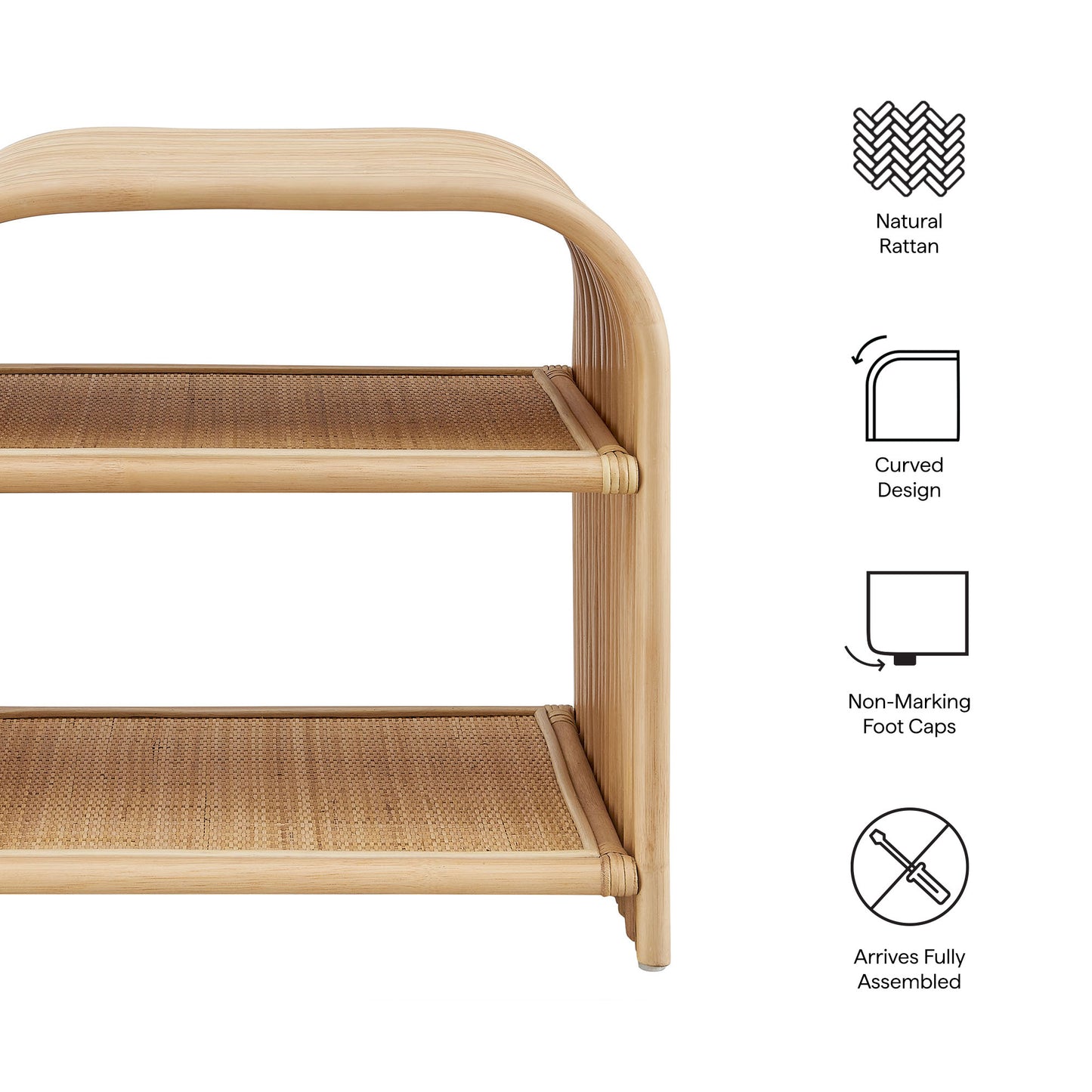 Eve Curved Rattan Side Table by Modway EEI-7361 - Stylish Accent Table for Living Spaces