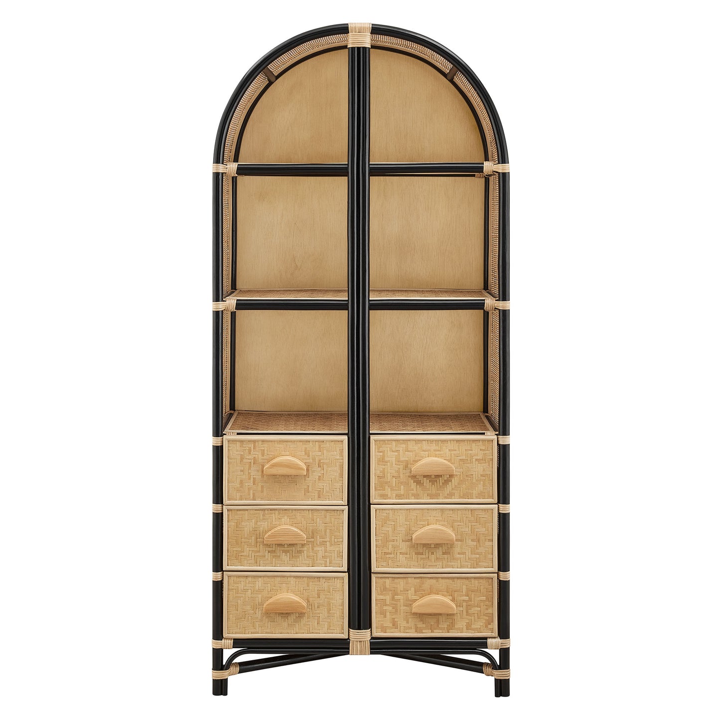 Jane 71 Inch Tall Arched Natural Rattan Bookshelf by Modway EEI-7362 Floor Shelf