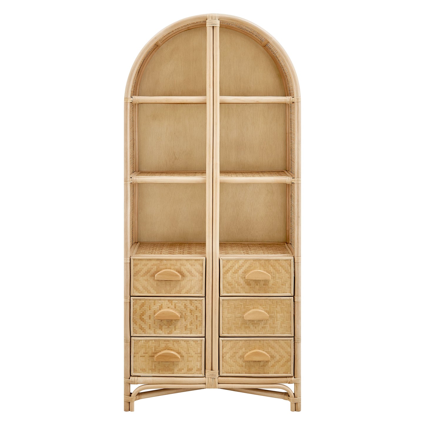 Jane 71 Inch Tall Arched Natural Rattan Bookshelf by Modway EEI-7362 Floor Shelf