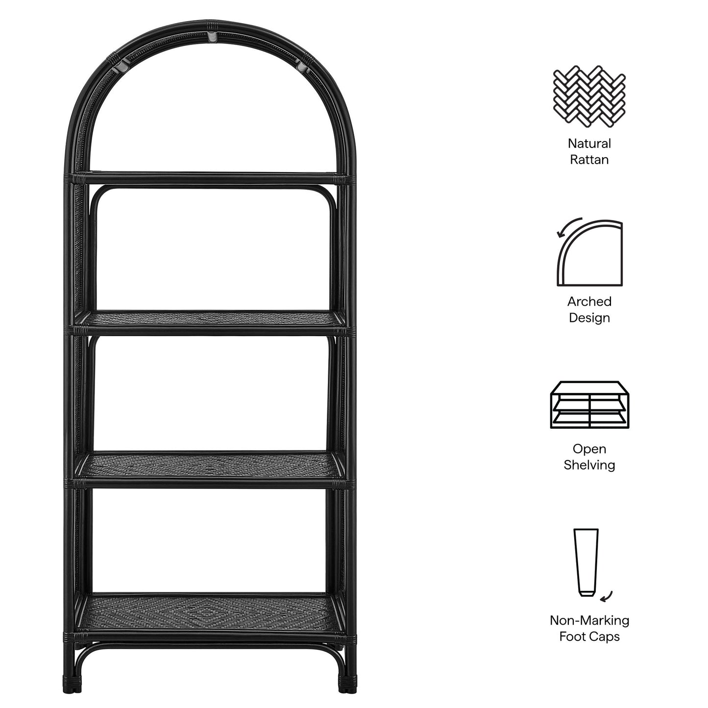 Celeste Arched Rattan Bookshelf by Modway — Decorative Storage and Display Shelf