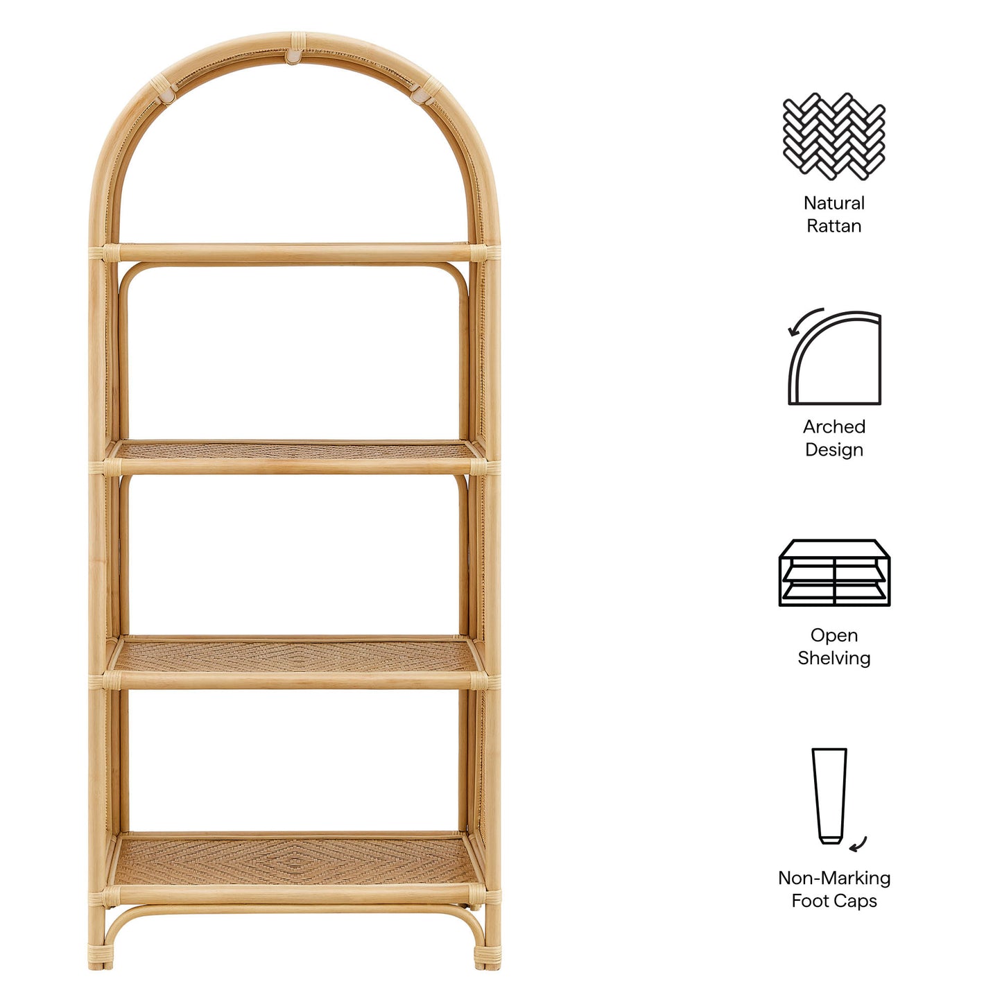 Celeste Arched Rattan Bookshelf by Modway — Decorative Storage and Display Shelf