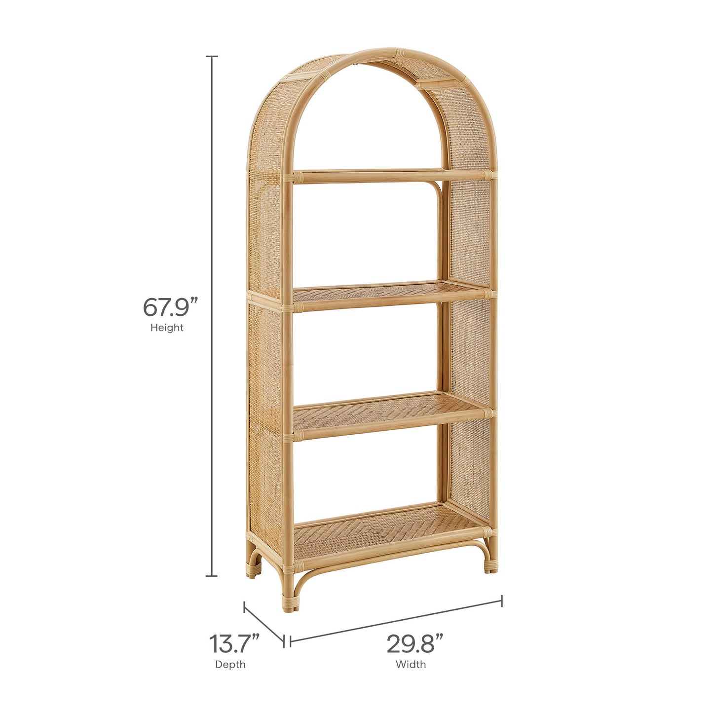 Celeste Arched Rattan Bookshelf by Modway — Decorative Storage and Display Shelf