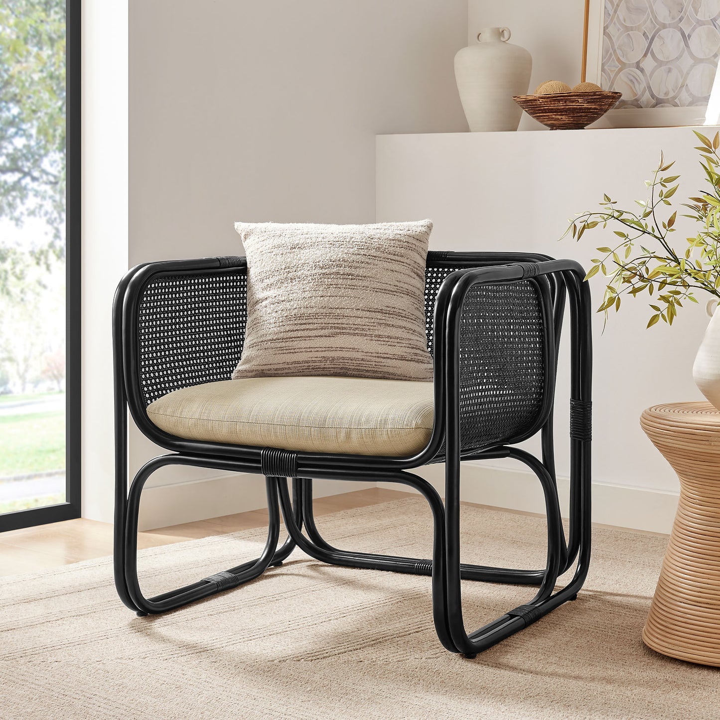 Ellis Rattan Accent Armchair by Modway EEI-7365 Mid-Century Modern Accent Chair