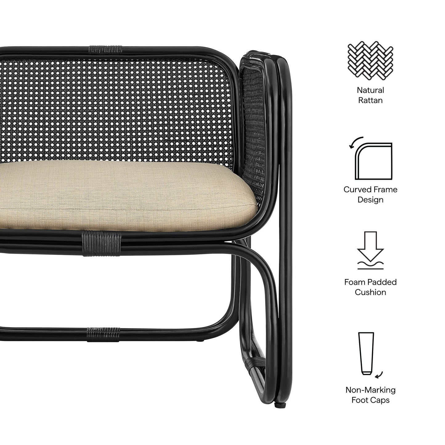 Ellis Rattan Accent Armchair by Modway EEI-7365 Mid-Century Modern Accent Chair