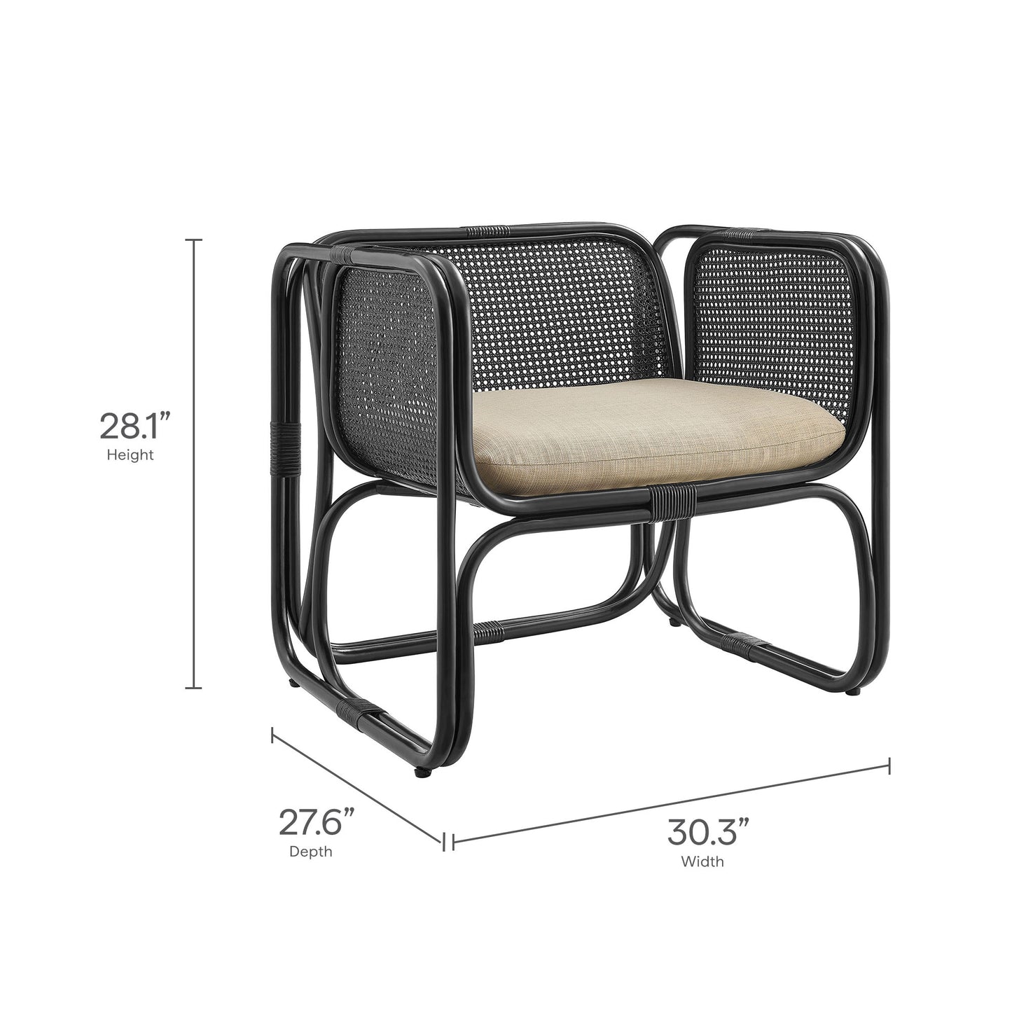 Ellis Rattan Accent Armchair by Modway EEI-7365 Mid-Century Modern Accent Chair