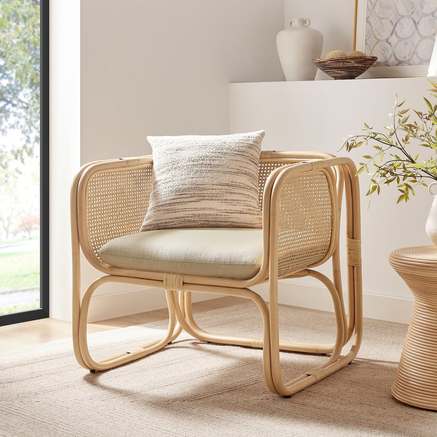Ellis Rattan Accent Armchair by Modway EEI-7365 Mid-Century Modern Accent Chair