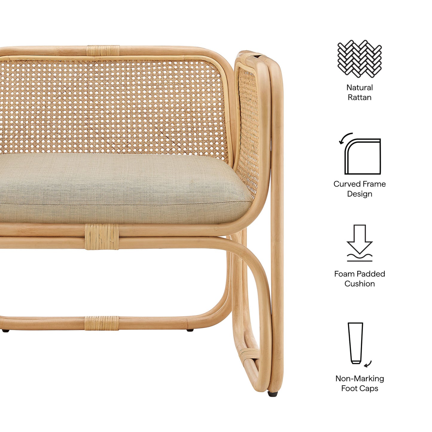 Ellis Rattan Accent Armchair by Modway EEI-7365 Mid-Century Modern Accent Chair