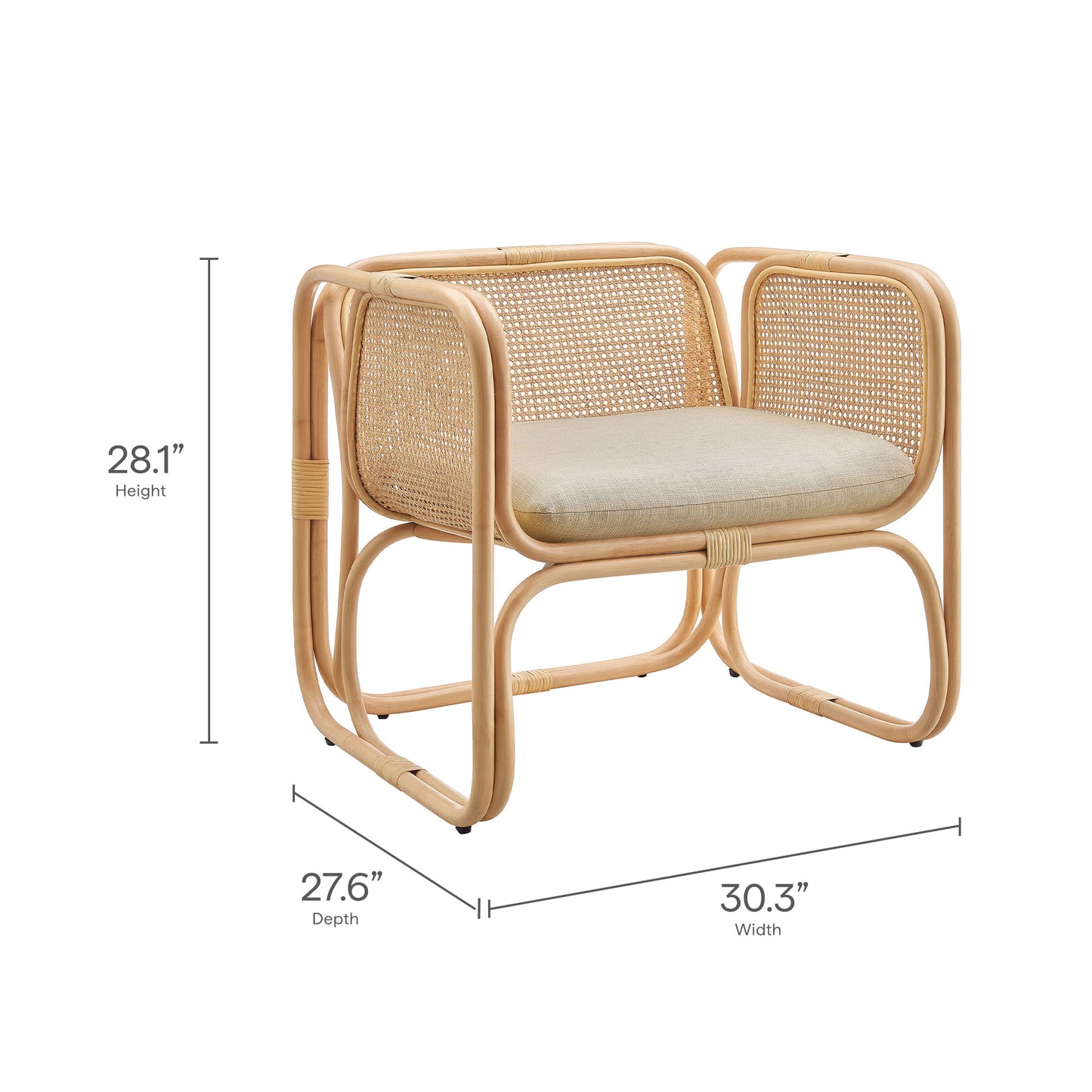 Ellis Rattan Accent Armchair by Modway EEI-7365 Mid-Century Modern Accent Chair
