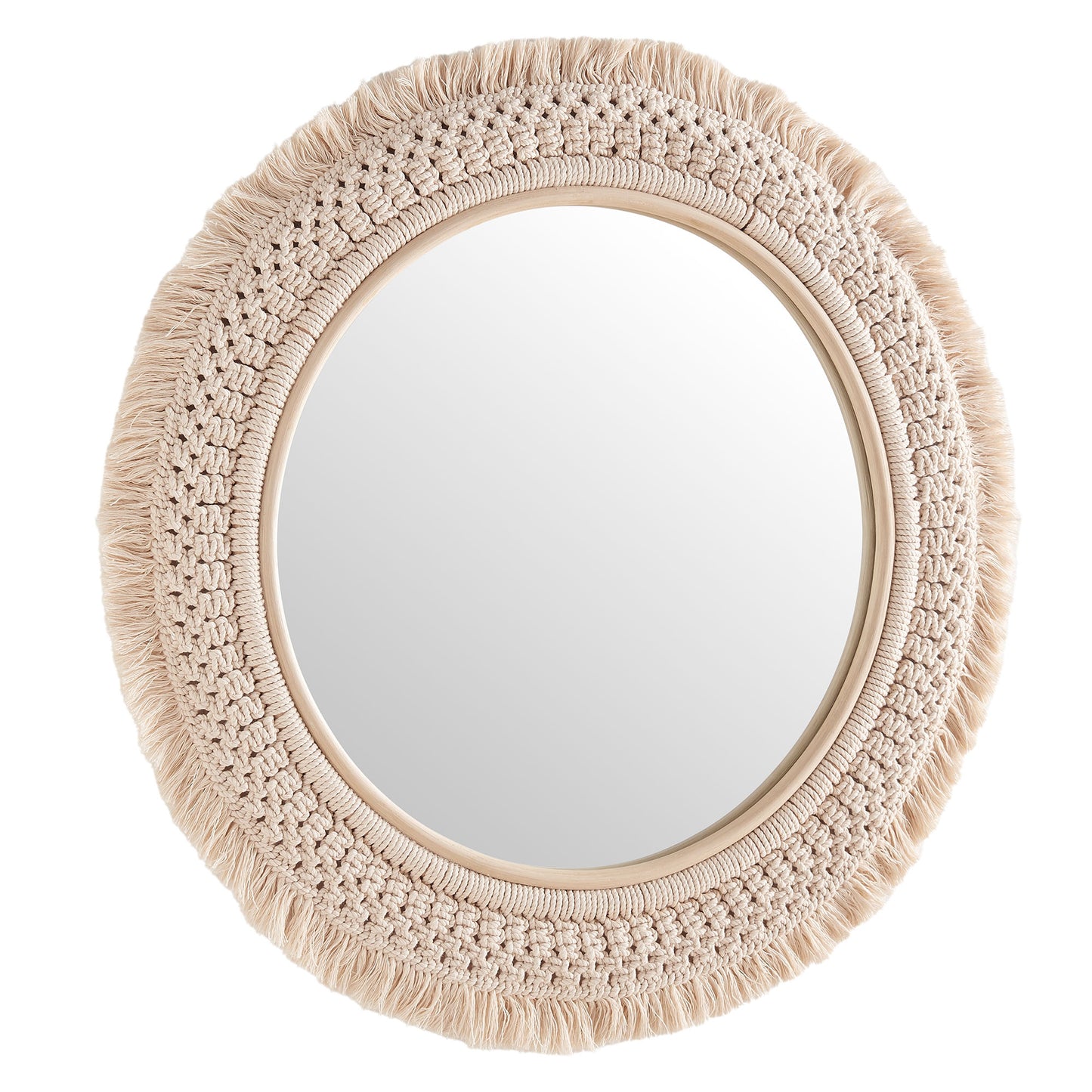 Jade Round Rattan Macrame Wall Mirror by Modway EEI-7367-NAT
