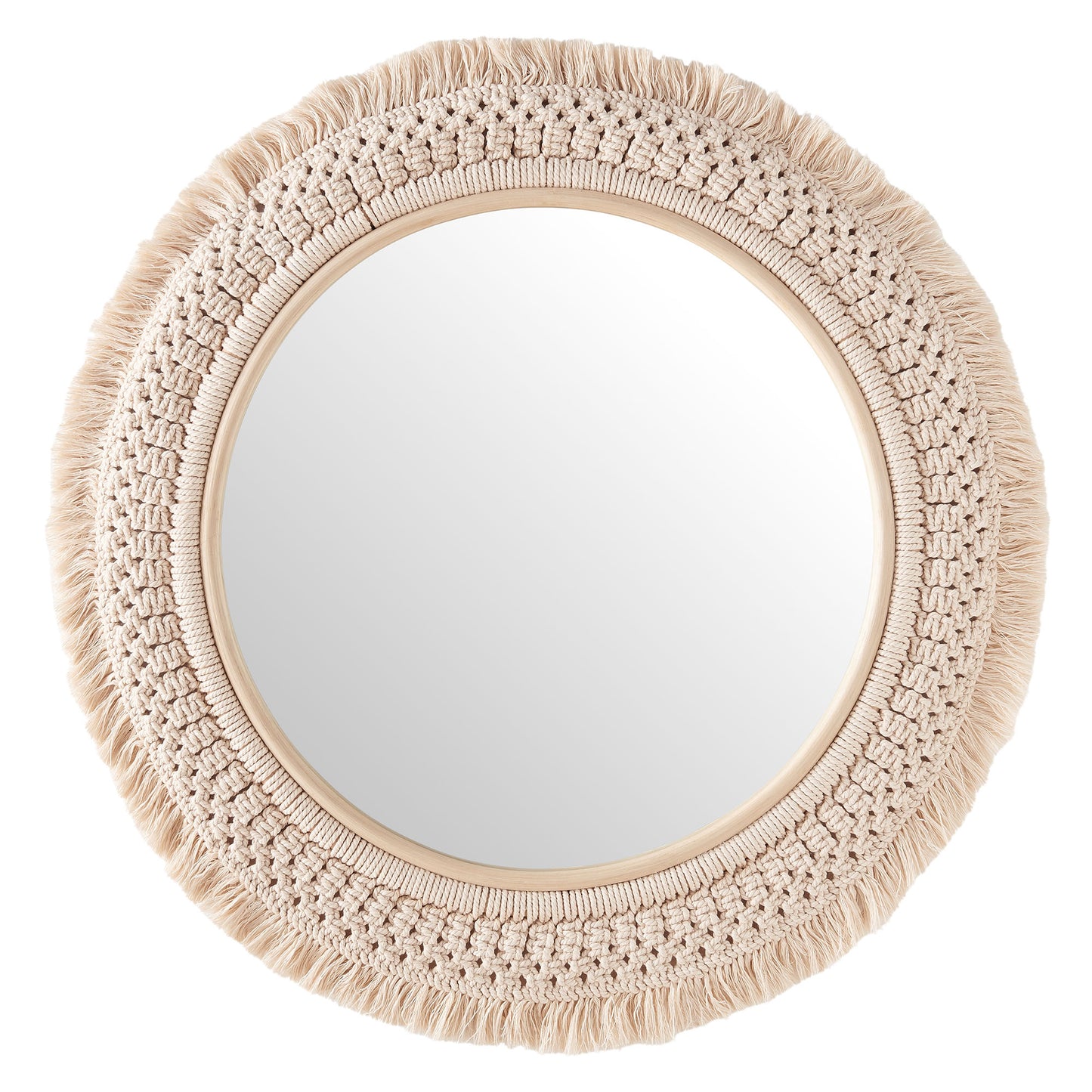 Jade Round Rattan Macrame Wall Mirror by Modway EEI-7367-NAT