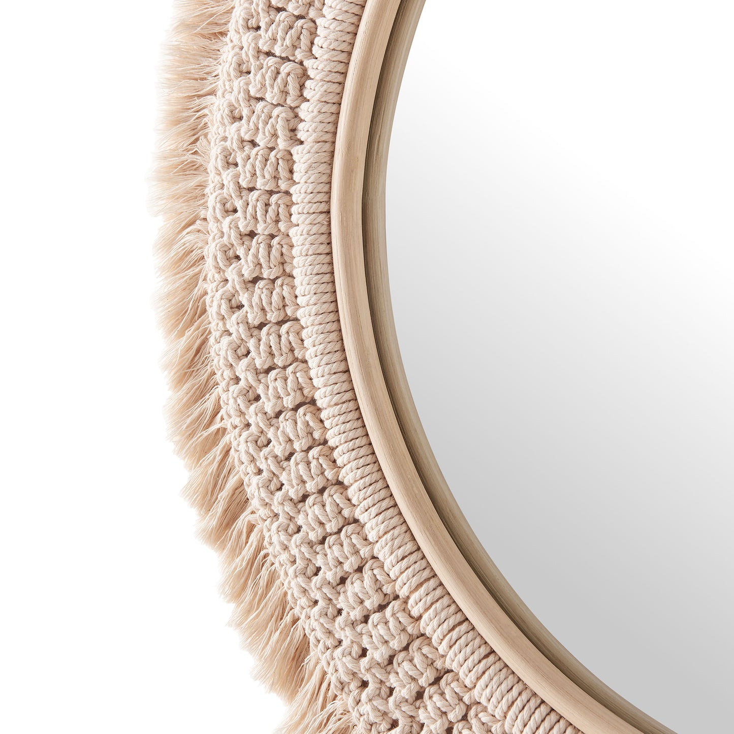 Jade Round Rattan Macrame Wall Mirror by Modway EEI-7367-NAT