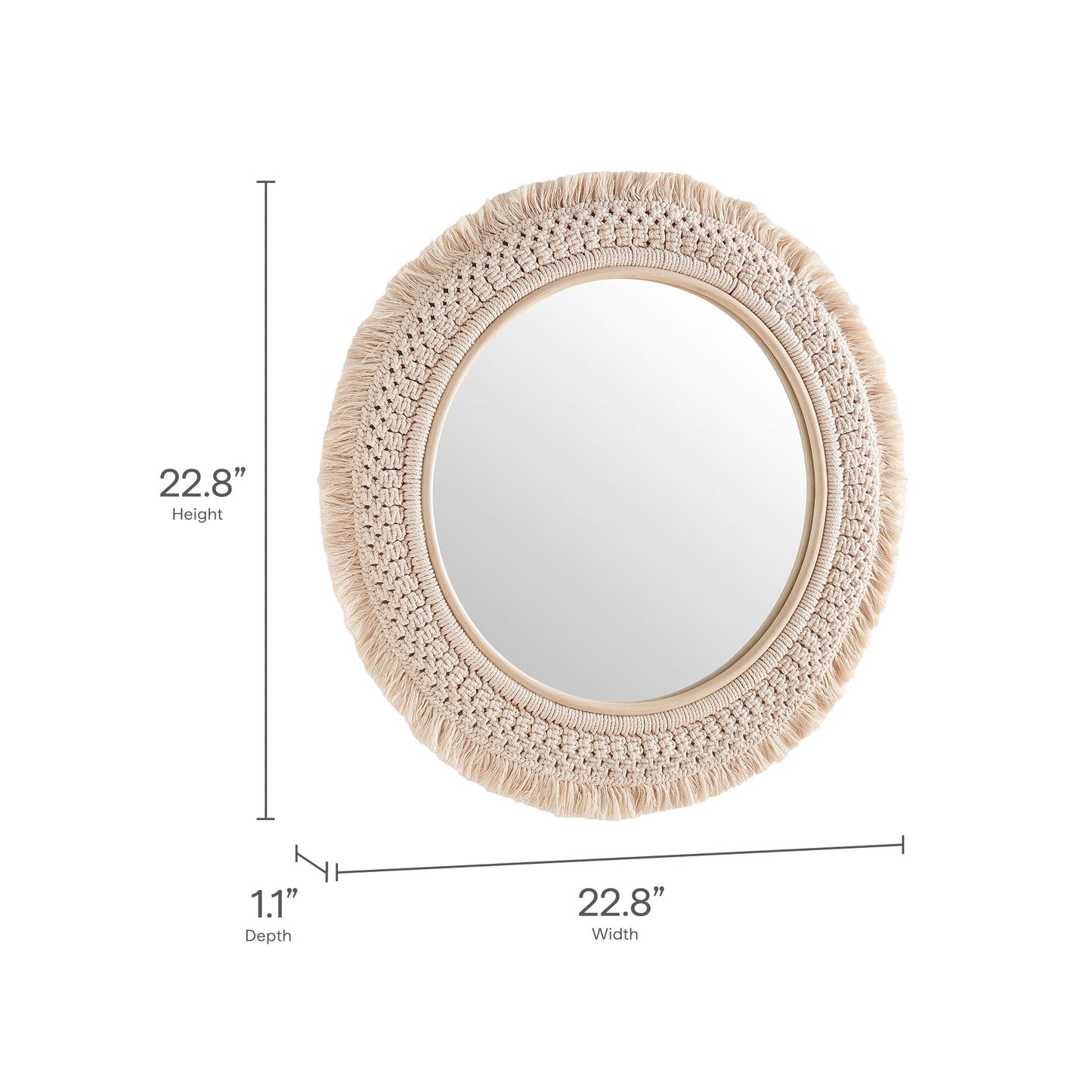Jade Round Rattan Macrame Wall Mirror by Modway EEI-7367-NAT