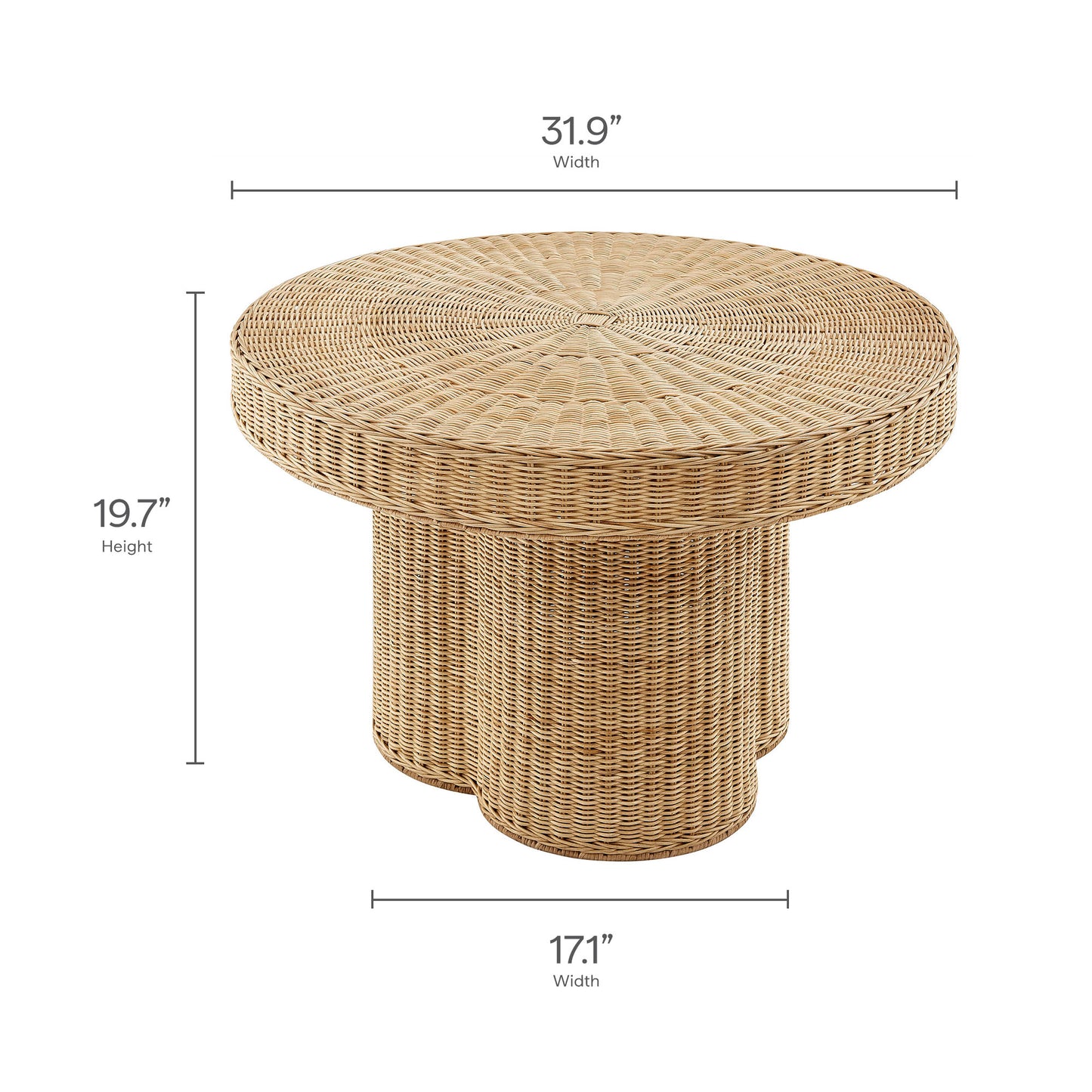 Ainsley 32 Inch Round Natural Rattan Coffee Table by Modway EEI-7370-NAT