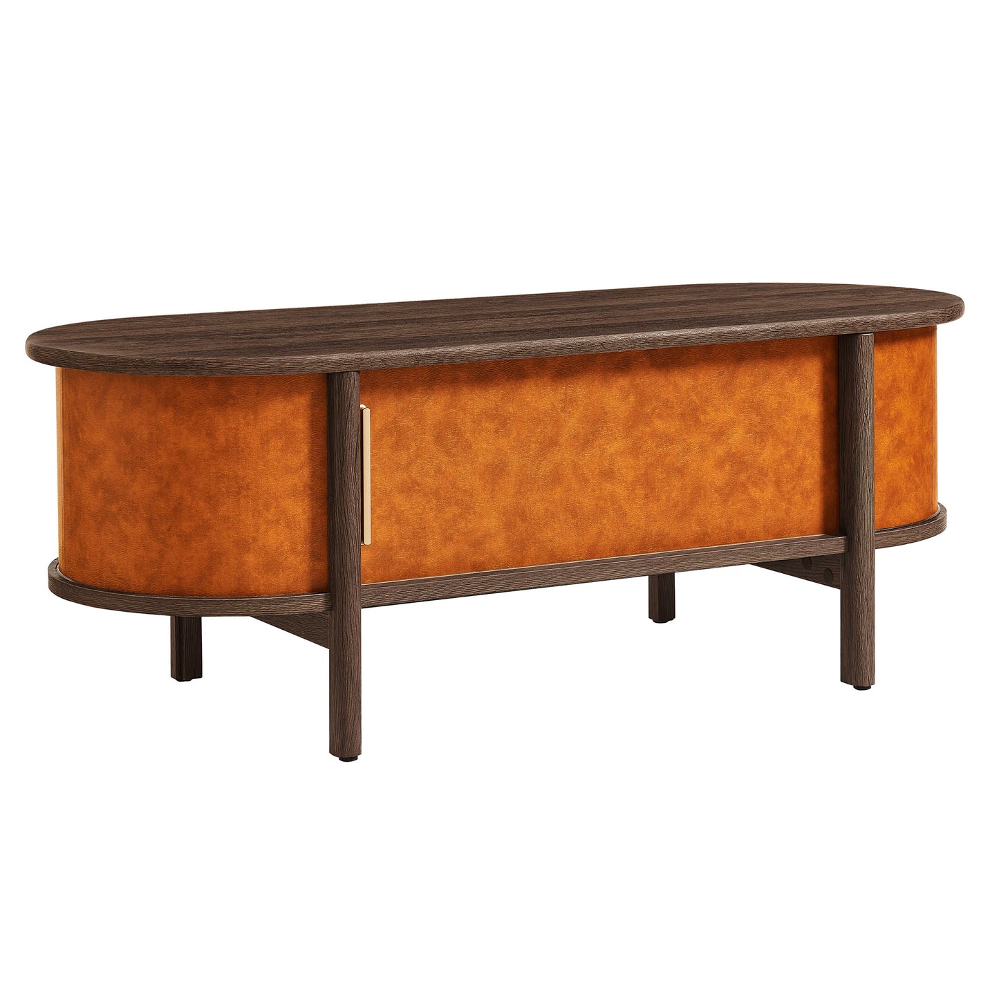 Coralie Curved Vegan Leather Oval Coffee Table by Modway EEI-7371-WAL-TAN