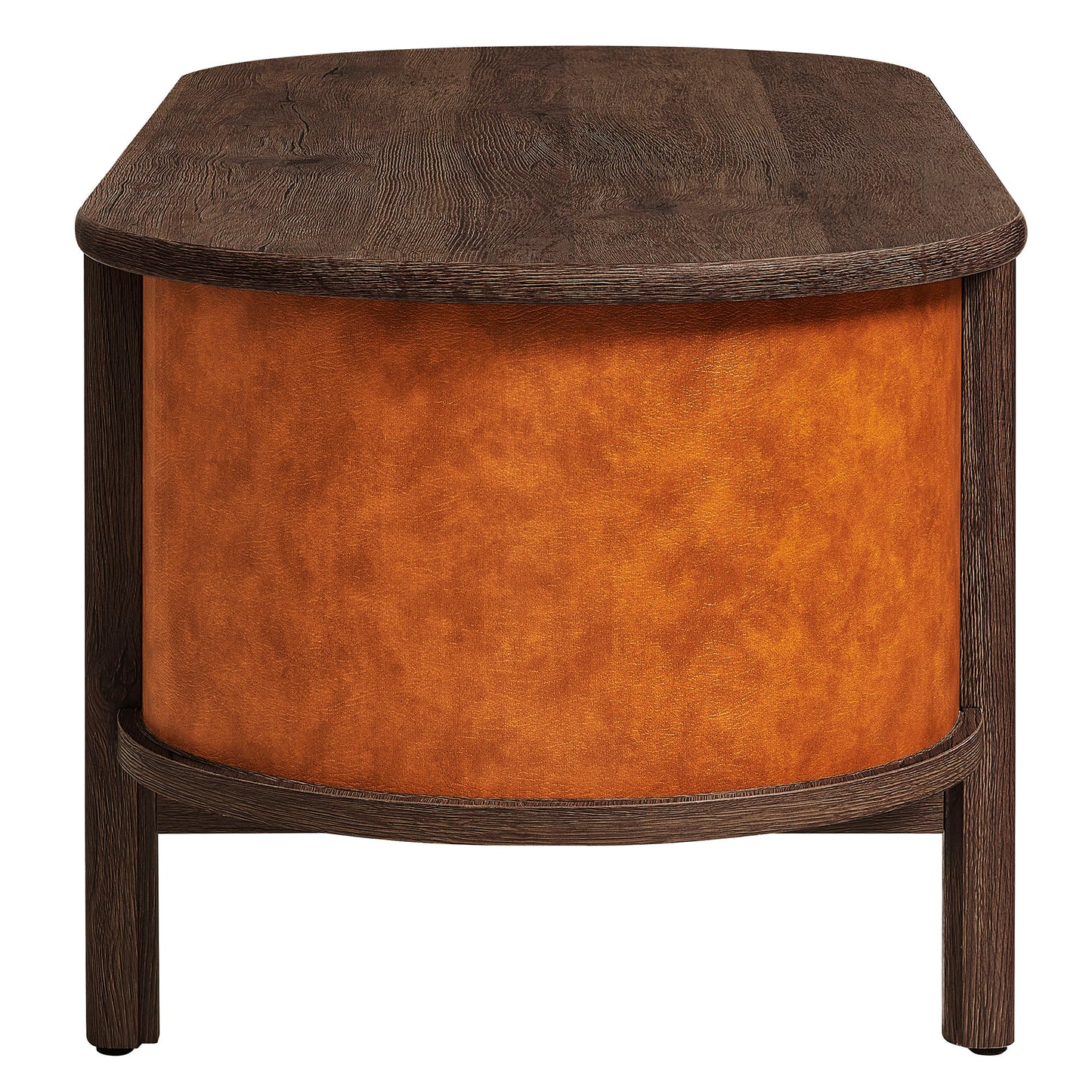 Coralie Curved Vegan Leather Oval Coffee Table by Modway EEI-7371-WAL-TAN