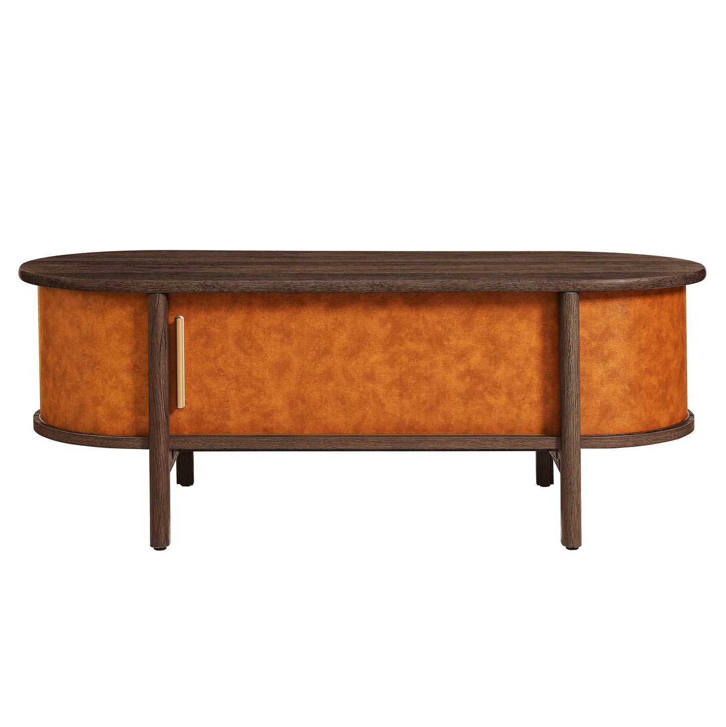 Coralie Curved Vegan Leather Oval Coffee Table by Modway EEI-7371-WAL-TAN