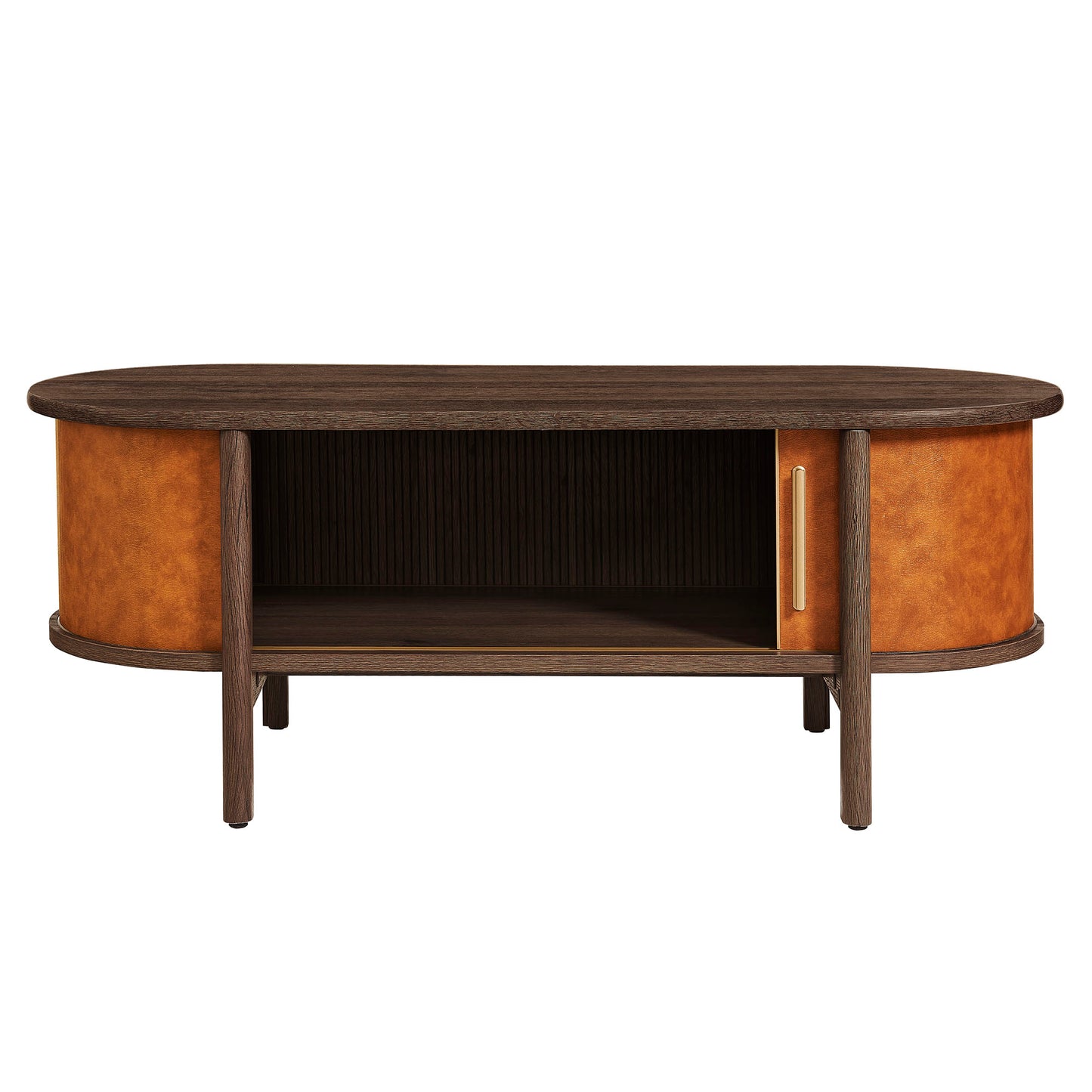 Coralie Curved Vegan Leather Oval Coffee Table by Modway EEI-7371-WAL-TAN