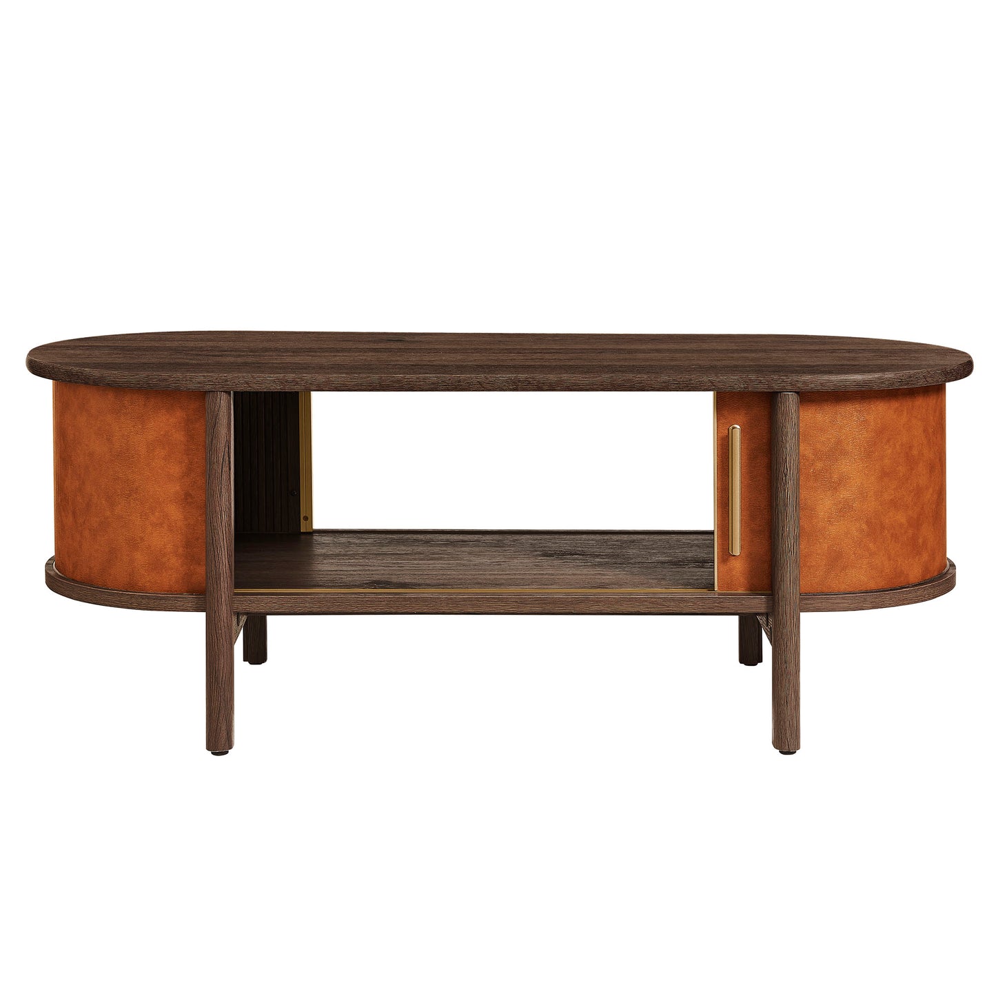 Coralie Curved Vegan Leather Oval Coffee Table by Modway EEI-7371-WAL-TAN