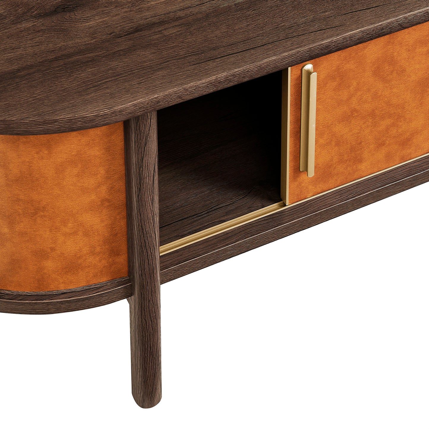 Coralie Curved Vegan Leather Oval Coffee Table by Modway EEI-7371-WAL-TAN