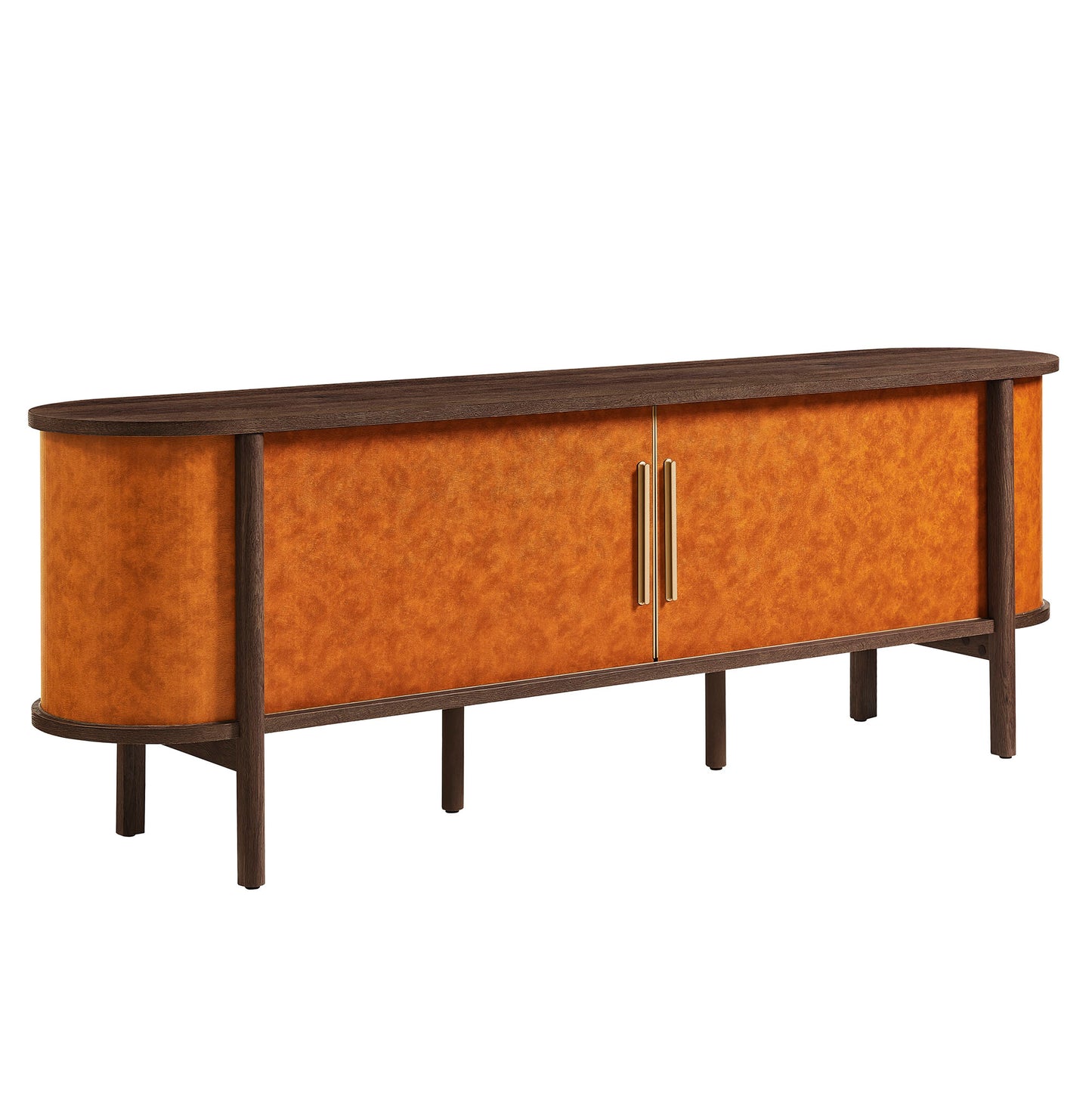 Coralie Curved 71" Vegan Leather Oval TV Stand by Modway EEI-7372-WAL-TAN