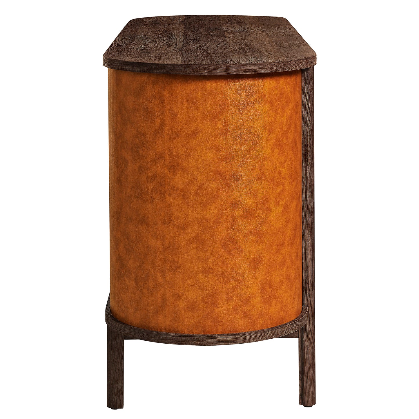 Coralie Curved 71" Vegan Leather Oval TV Stand by Modway EEI-7372-WAL-TAN