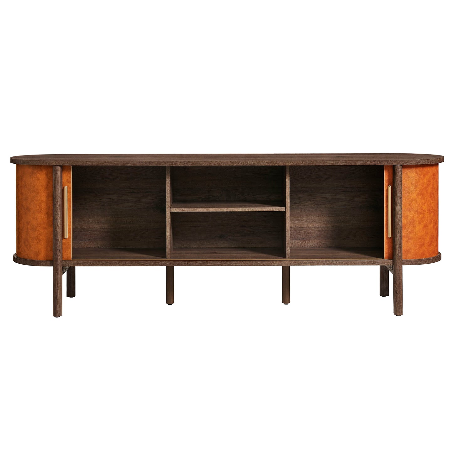 Coralie Curved 71" Vegan Leather Oval TV Stand by Modway EEI-7372-WAL-TAN