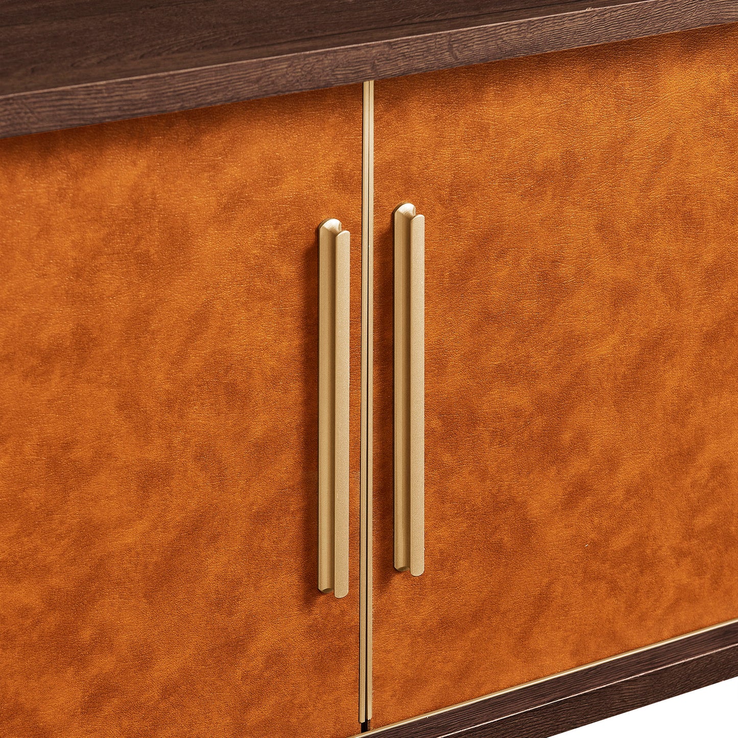 Coralie Curved 71" Vegan Leather Oval TV Stand by Modway EEI-7372-WAL-TAN