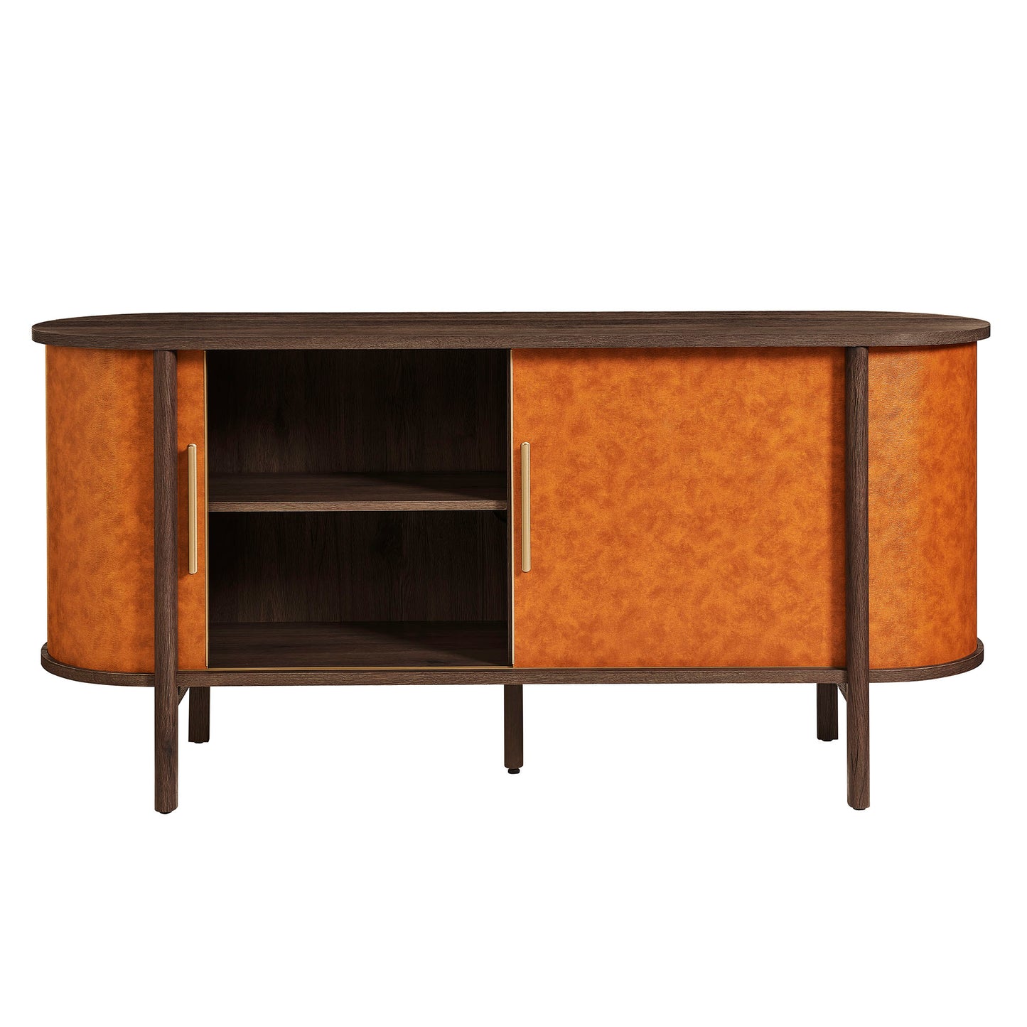 Coralie Curved Vegan Leather Oval Sideboard by Modway EEI-7373-WAL-TAN