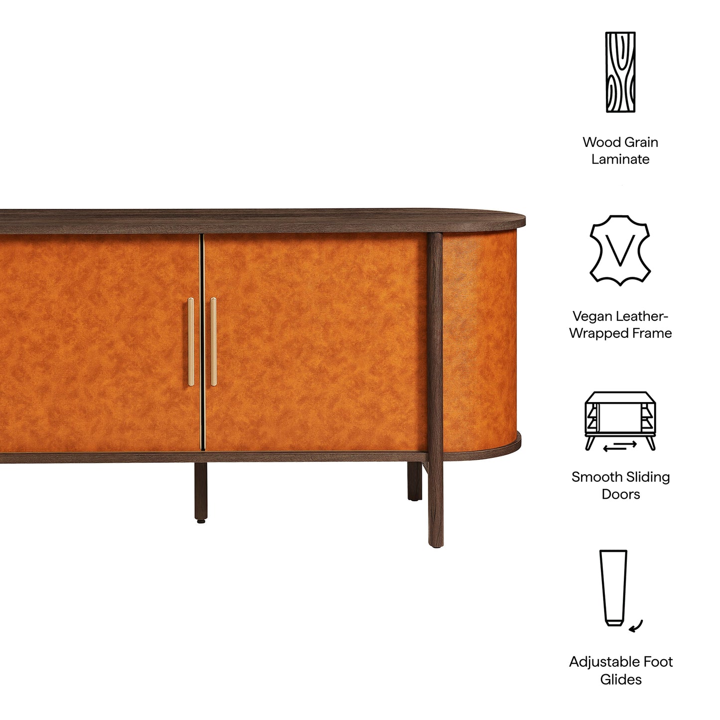 Coralie Curved Vegan Leather Oval Sideboard by Modway EEI-7373-WAL-TAN