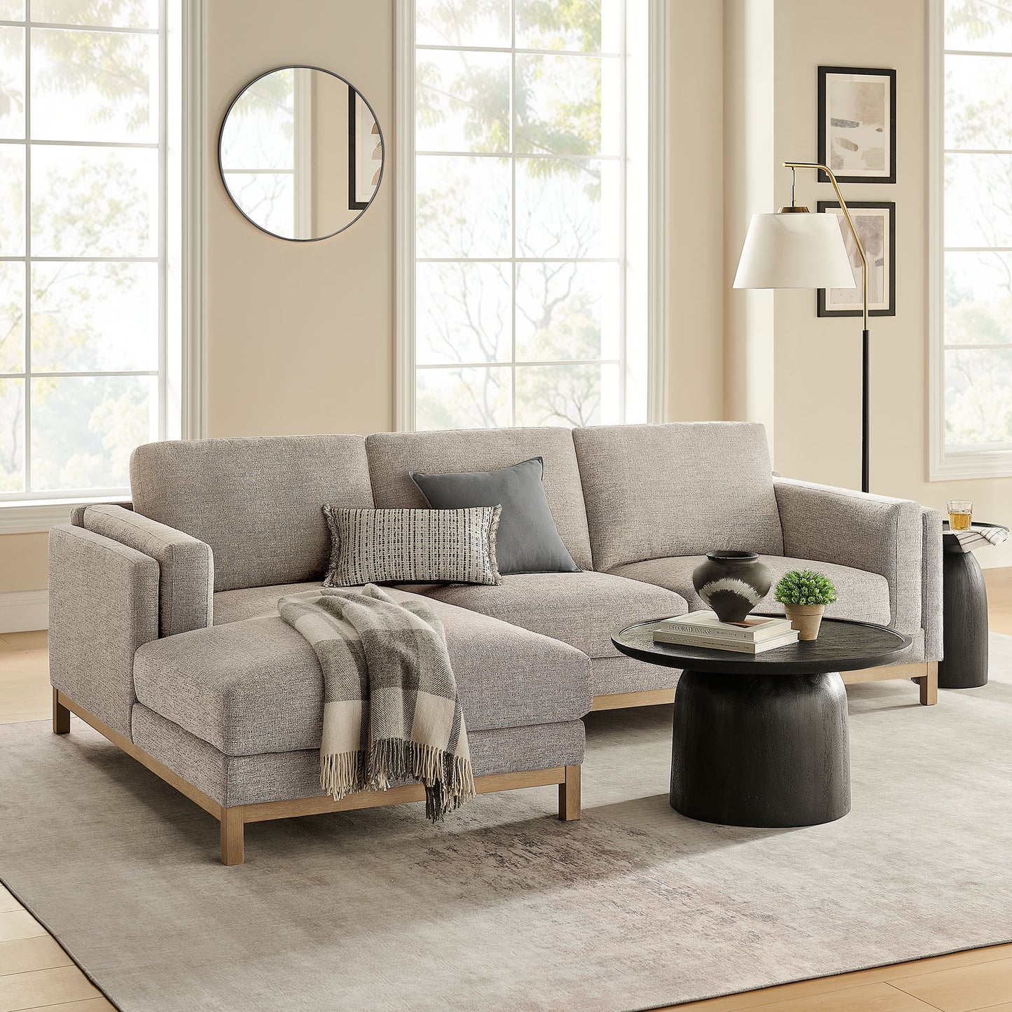 Roscoe Left-Facing Fabric Sectional Sofa with Chaise by Modway, Contemporary Upholstered