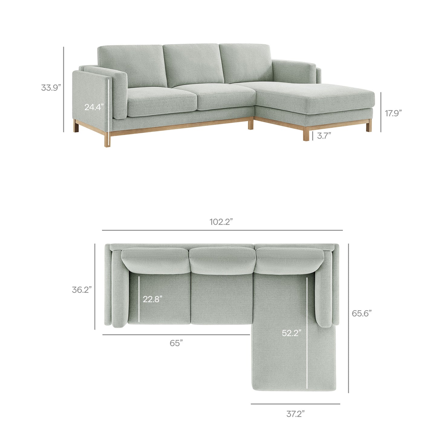 Roscoe Right-Facing Fabric Sectional Sofa with Chaise by Modway EEI-7375