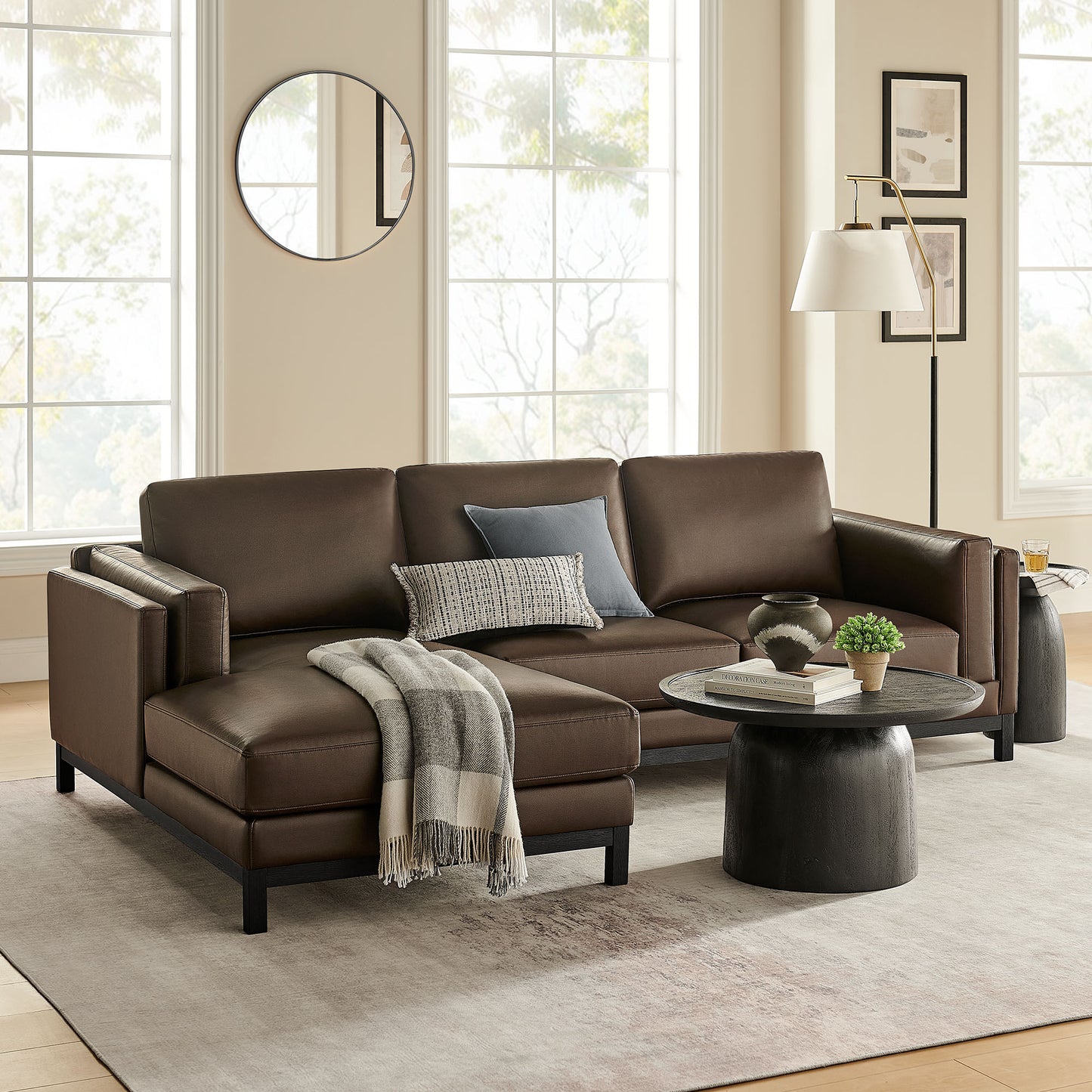 Roscoe Left-Facing Vegan Leather Sectional Sofa with Chaise by Modway EEI-7376